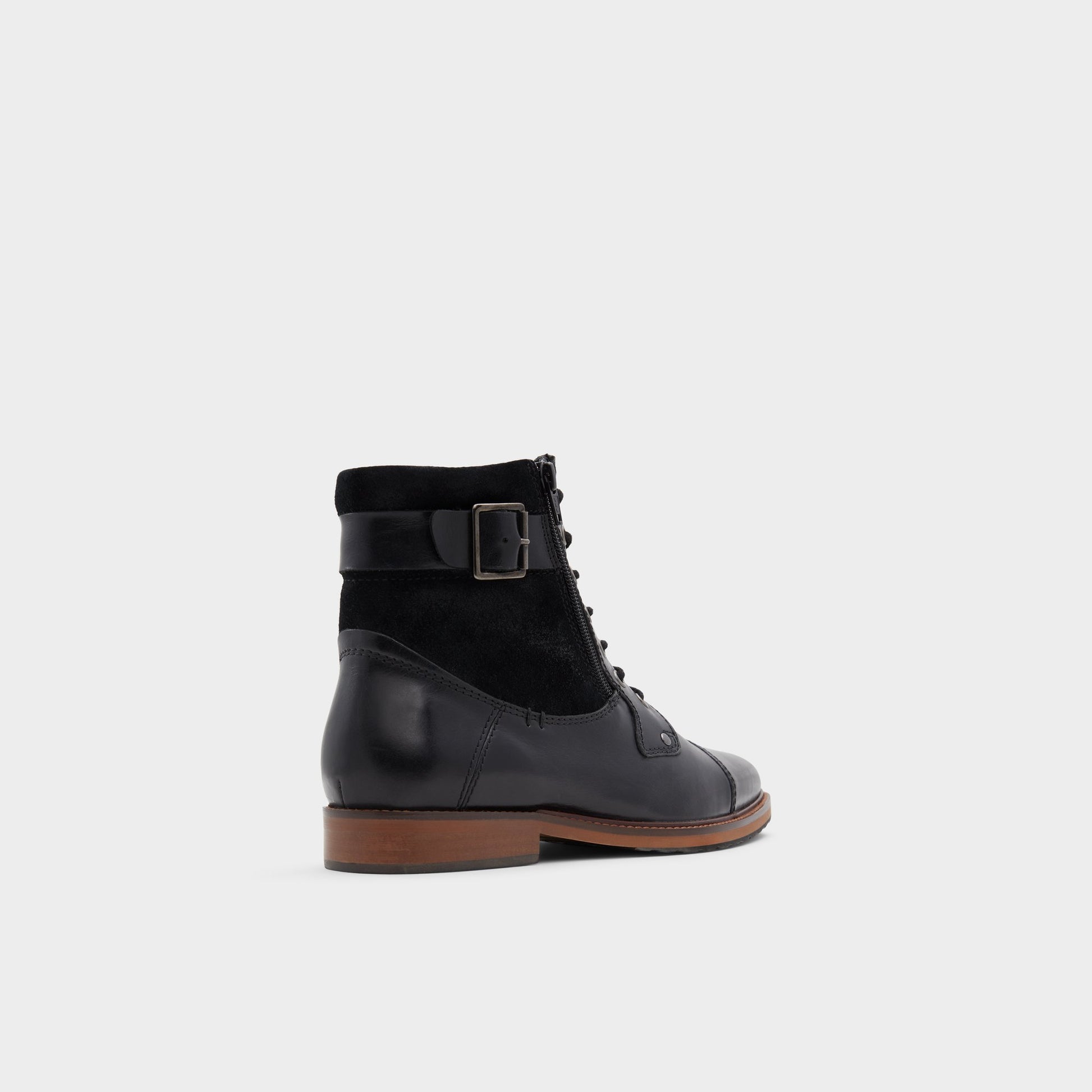 Three-quarter angle of Black Constantine Lace-up boot's back side