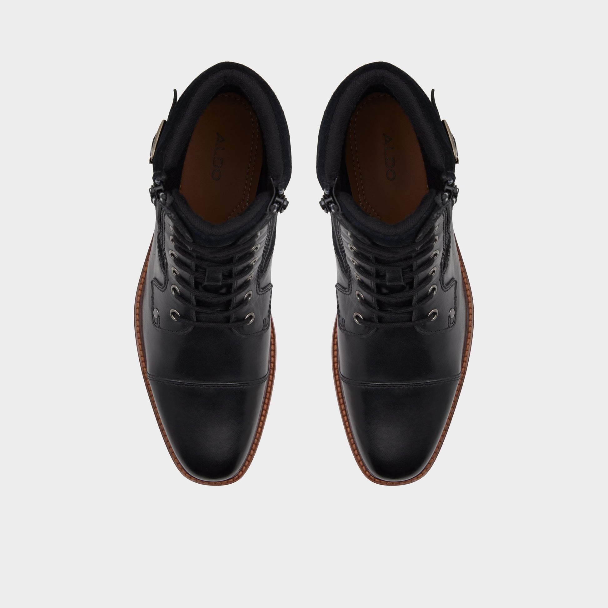 Top-down view of the Black Constantine Lace-up boot