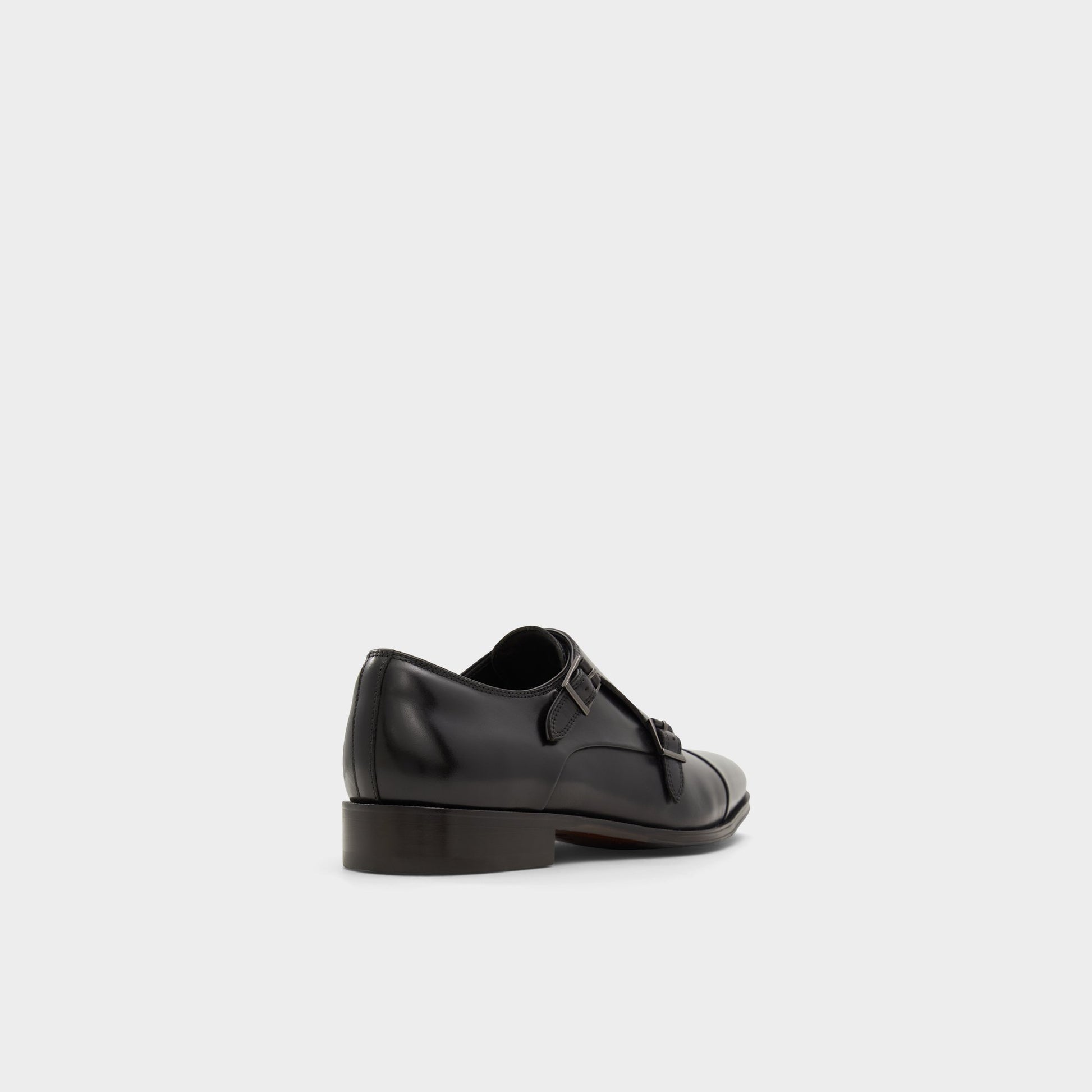 Three-quarter angle of Black Axwell Monkstrap loafer's back side