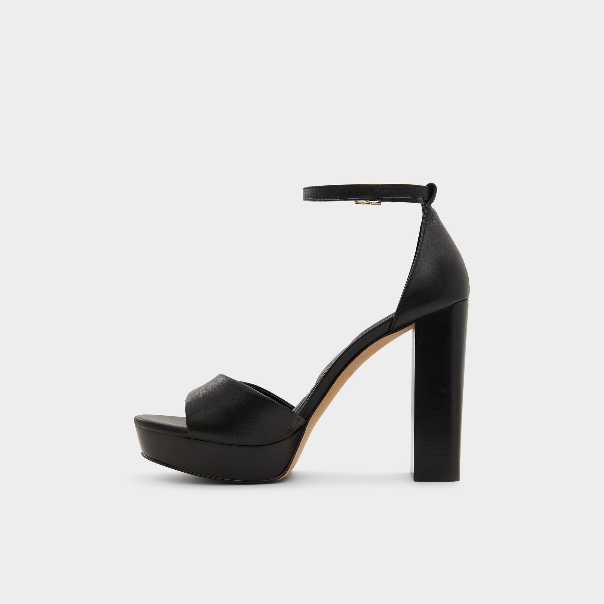 Side view of Black Enaegyn2.0 Strappy heeled sandal