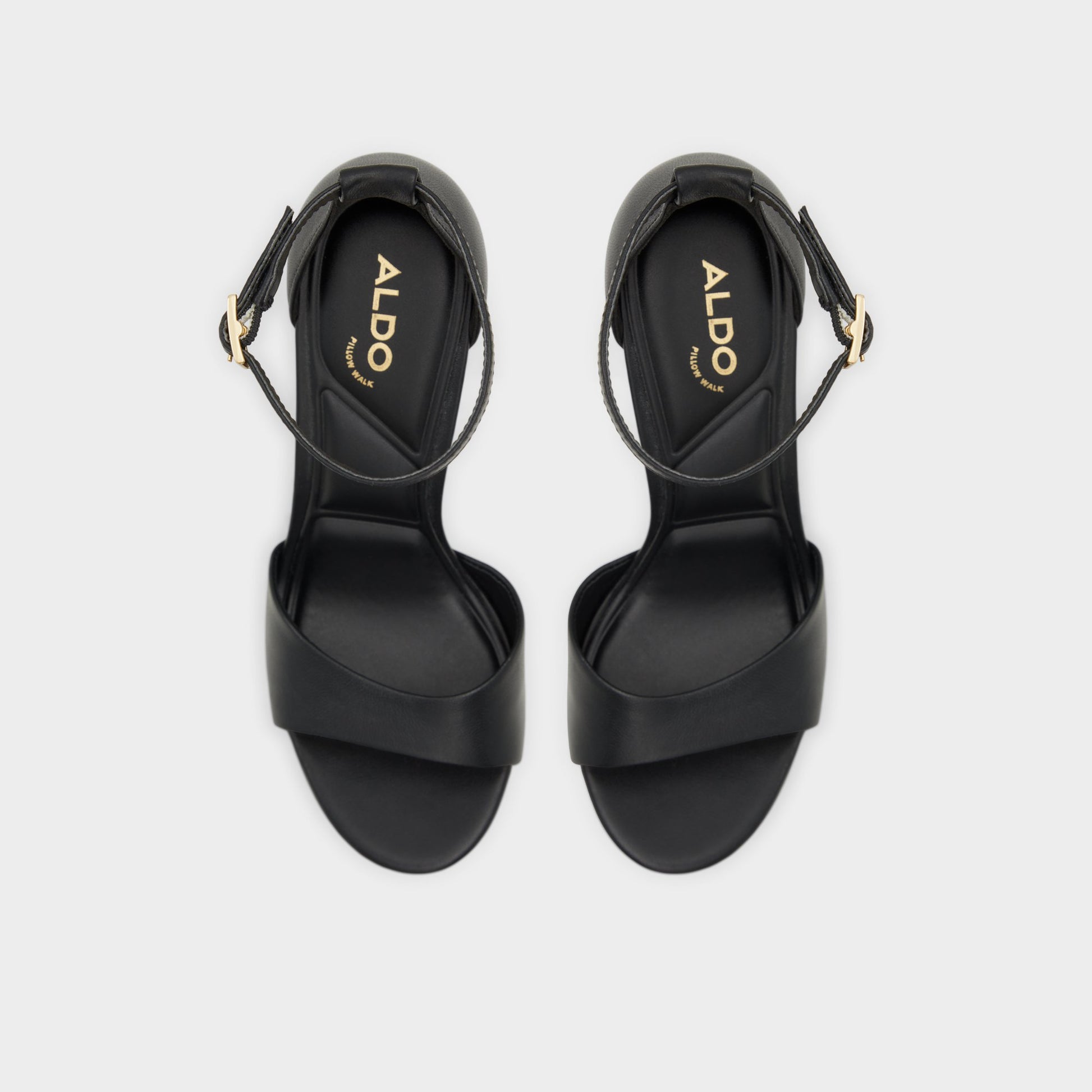 Top-down view of the Black Enaegyn2.0 Strappy heeled sandal