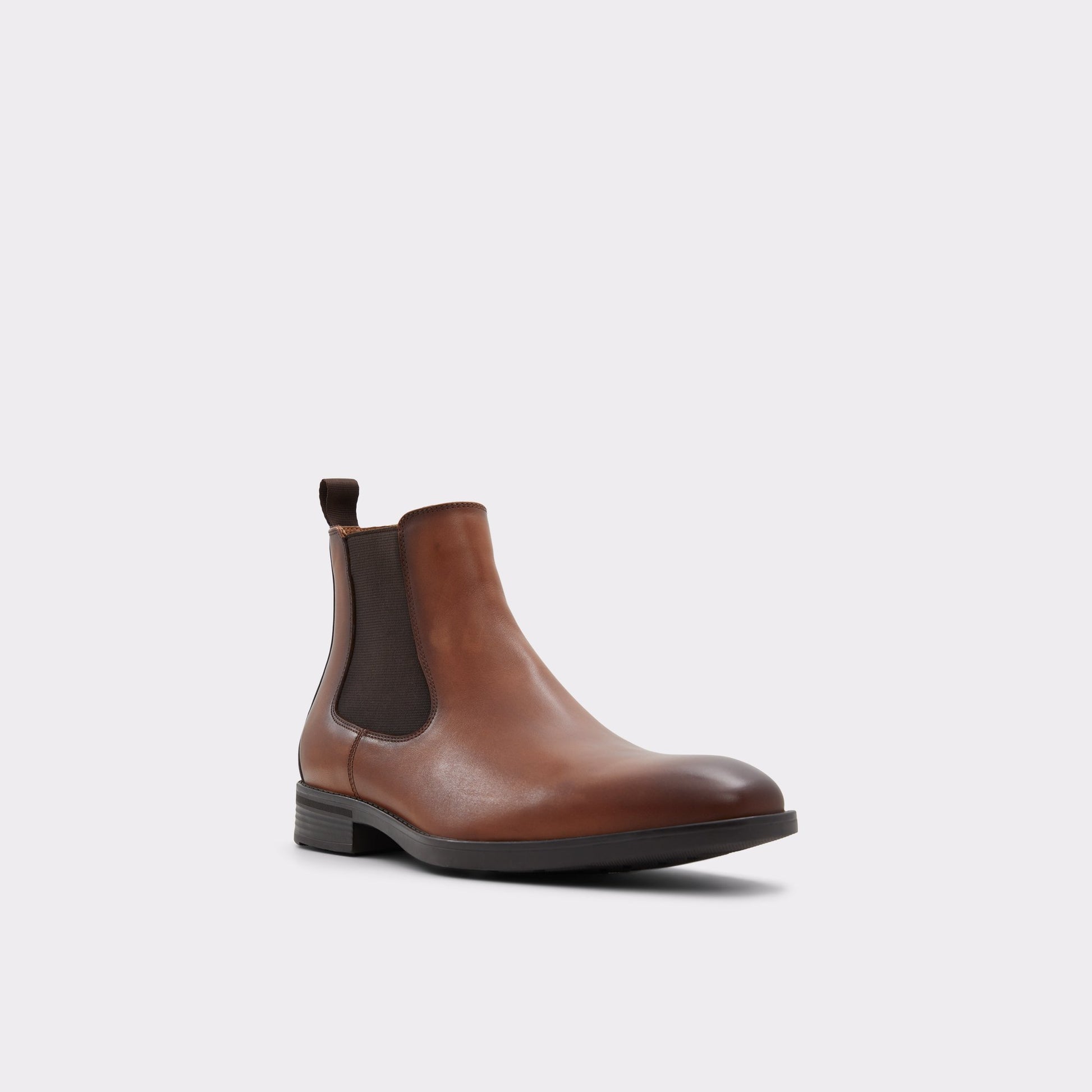 Three-quarter angle of Cognac Chambers Chelsea boot's front side