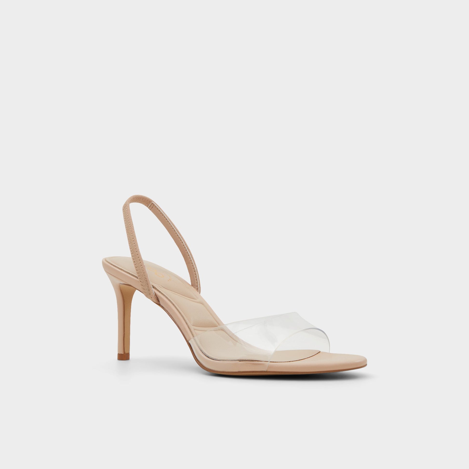 Three-quarter angle of Bone Aitana Strappy heeled sandal's front side