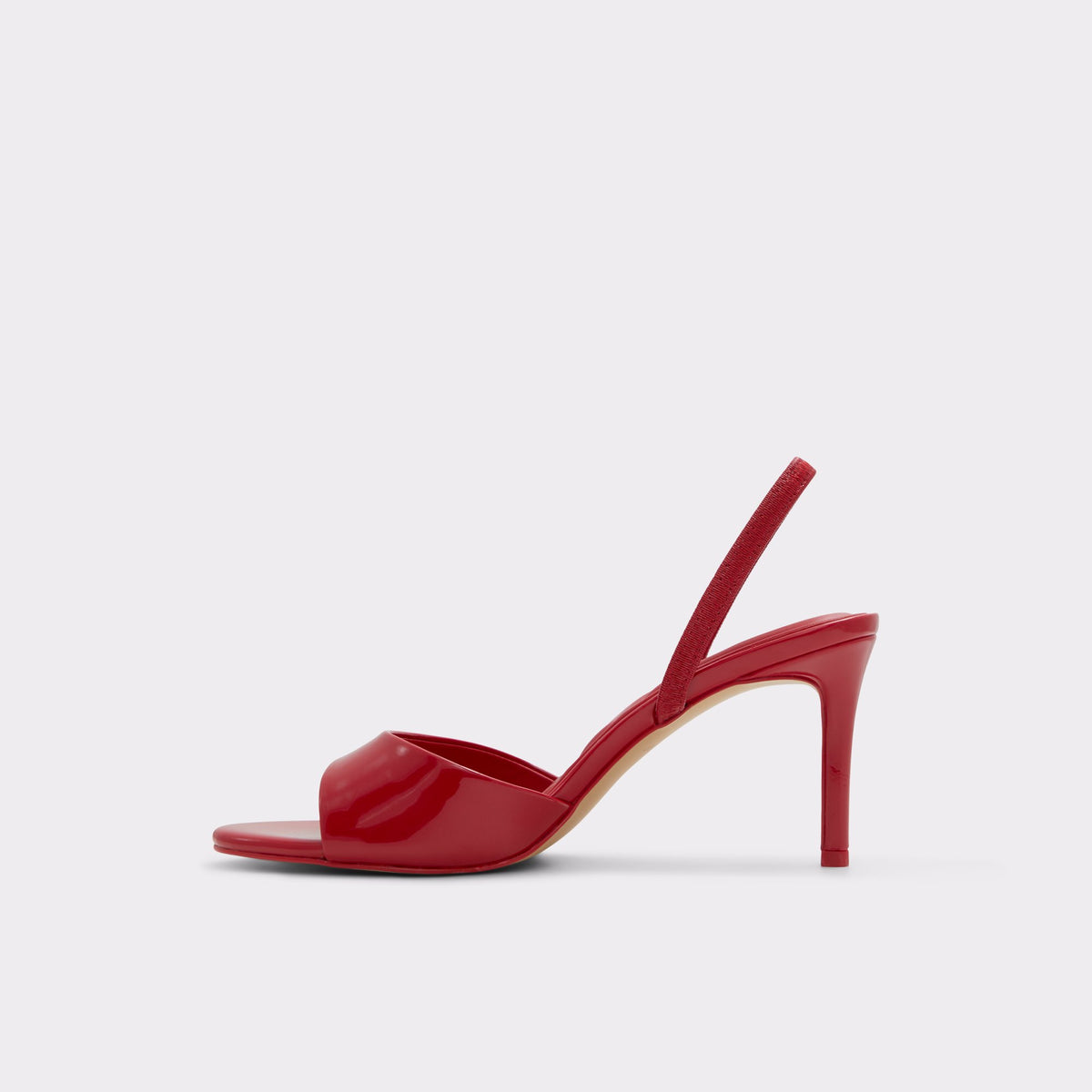 Side view of Red Aitana Sling back heeled sandal