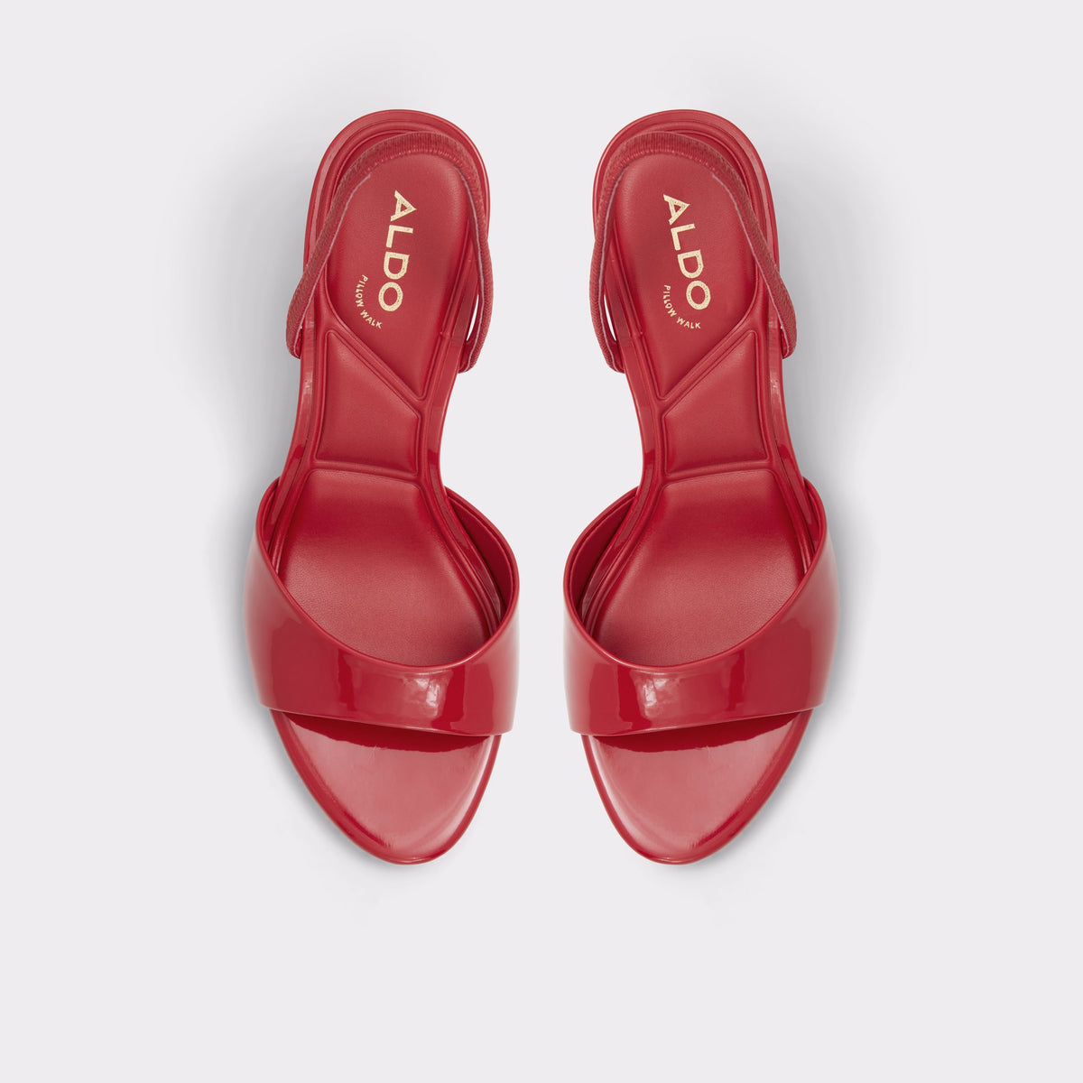 Top-down view of the Red Aitana Sling back heeled sandal