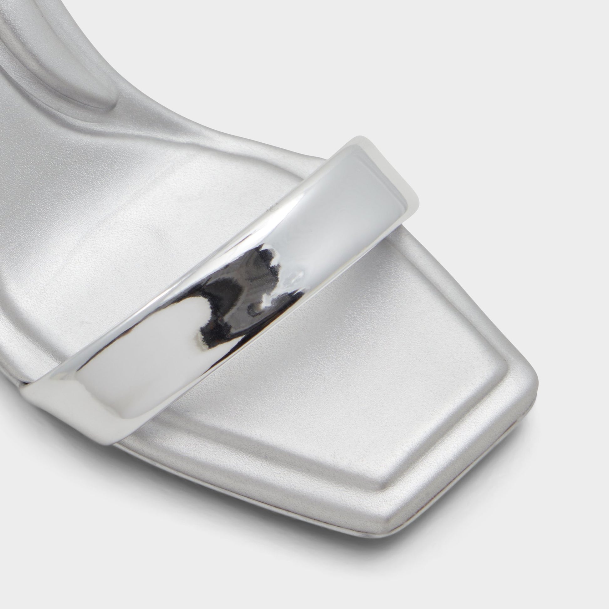 Close-up of the Silver Aurorai Strappy heeled sandal