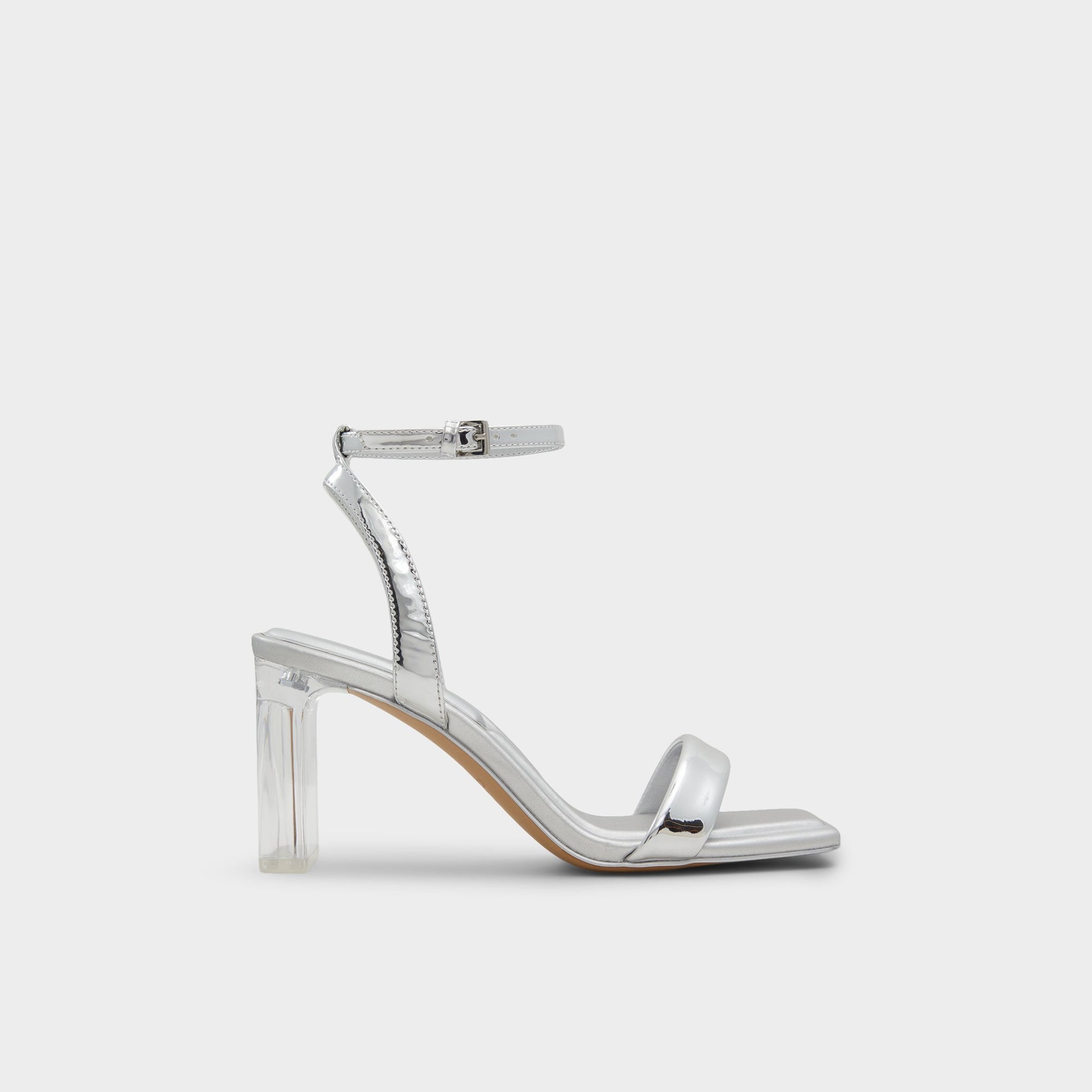 Main View of Silver Aurorai Strappy heeled sandal for Womens