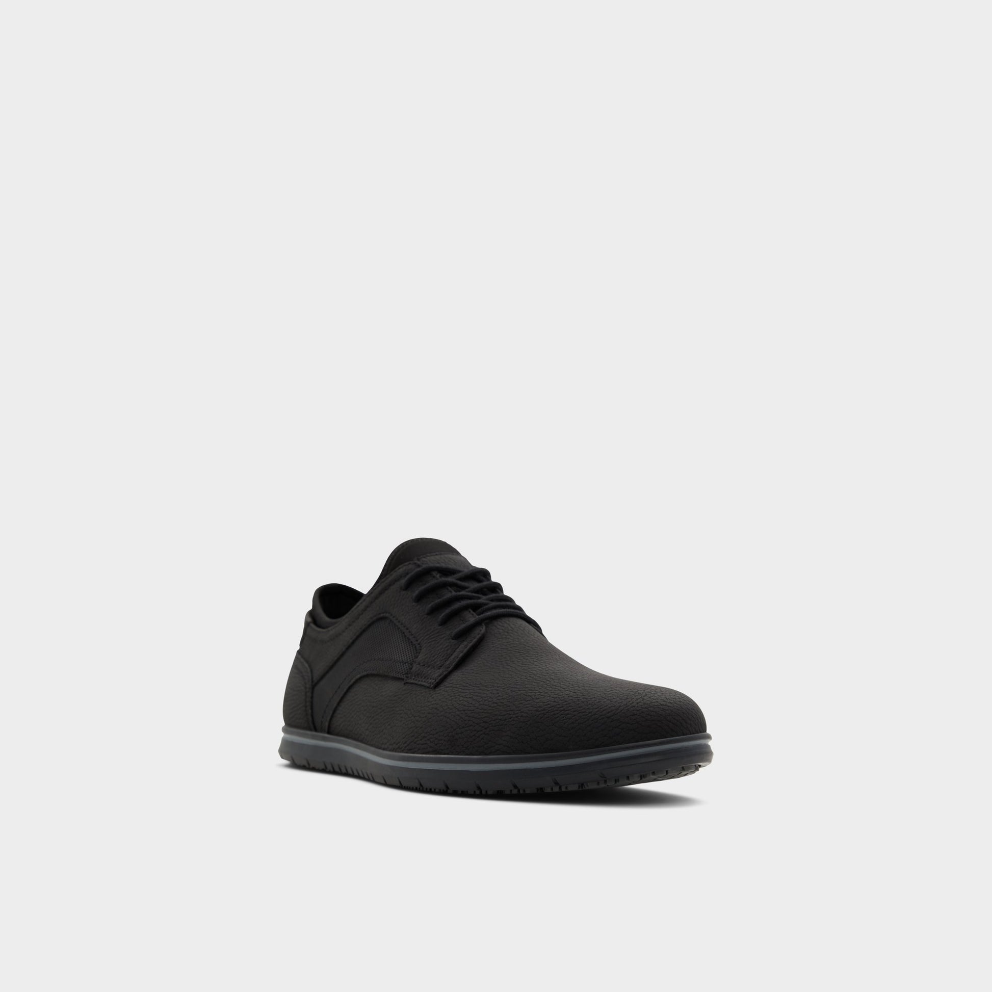 Three-quarter angle of Black Drymos Oxford shoe's front side