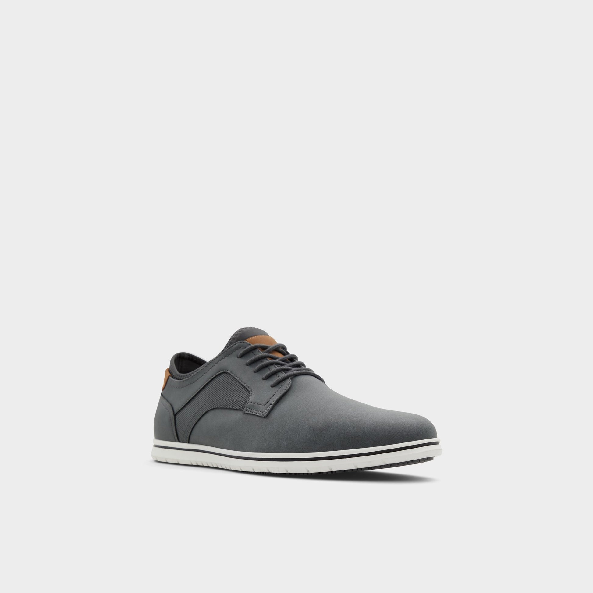 Three-quarter angle of Dark Grey Drymos Oxford shoe's front side