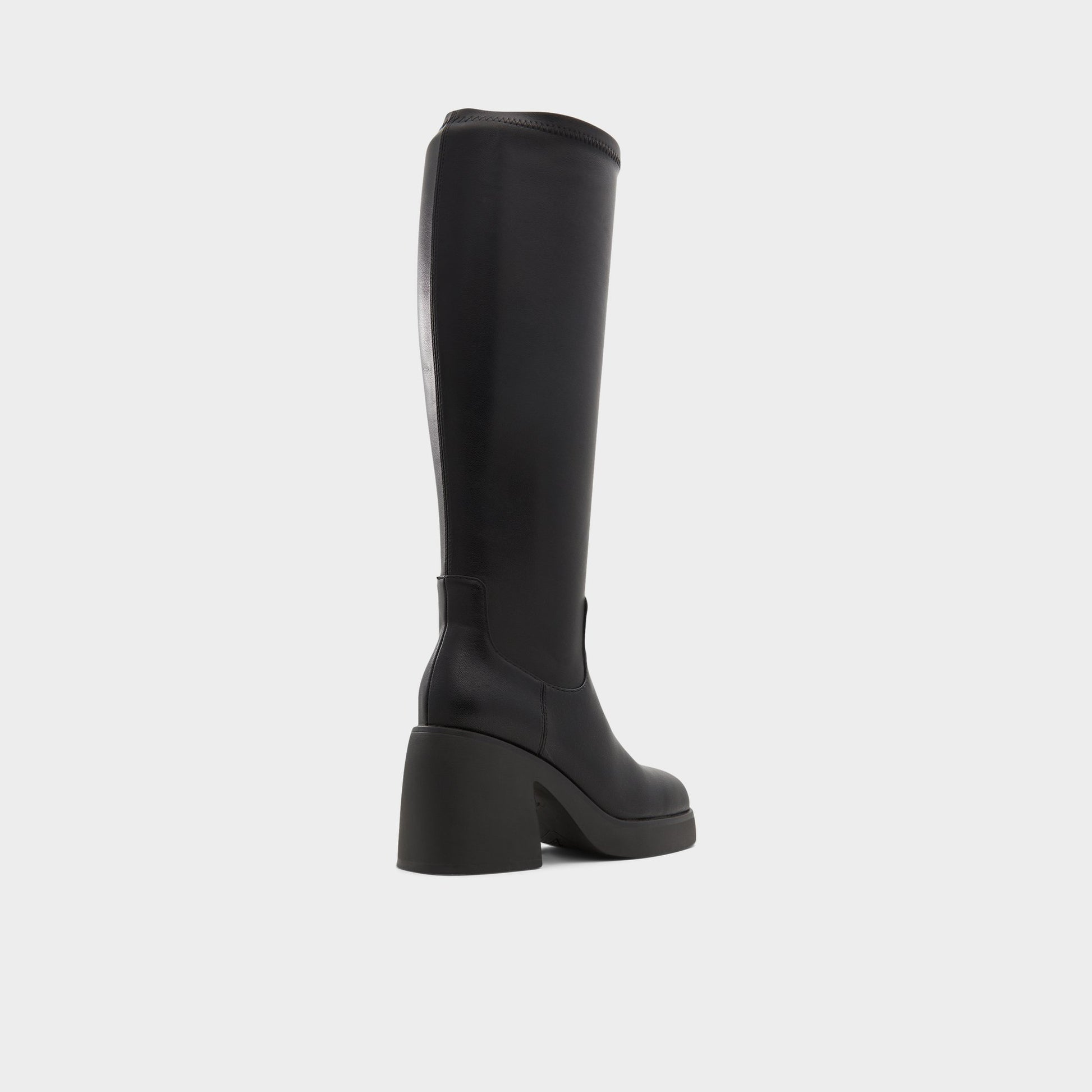 Three-quarter angle of Black Auster Knee-high boot's back side