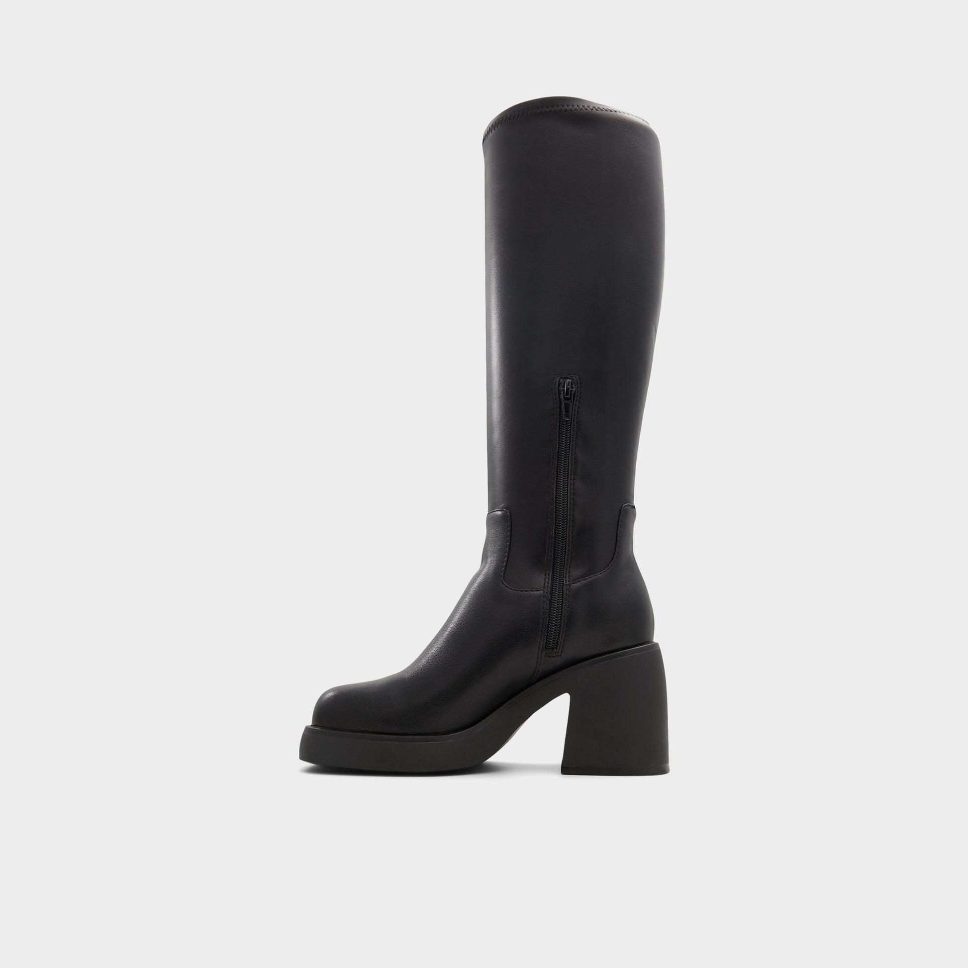 Side view of Black Auster Knee-high boot