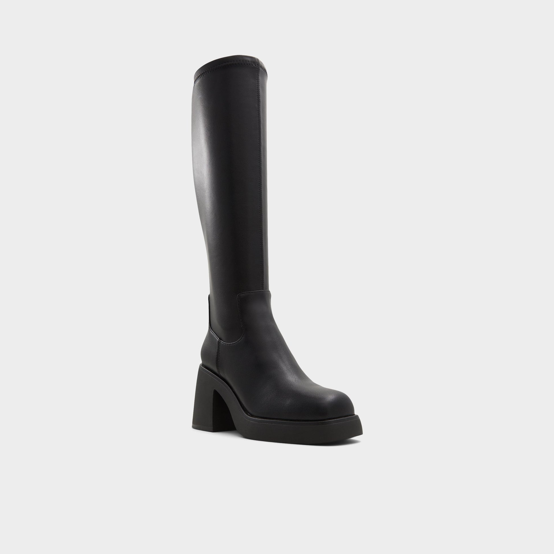 Three-quarter angle of Black Auster Knee-high boot's front side