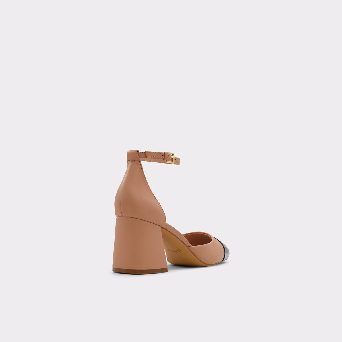 Angle de trois quarts de l'arrière de Débordement Beige Silvana Chaussure à talon haut à lanières
