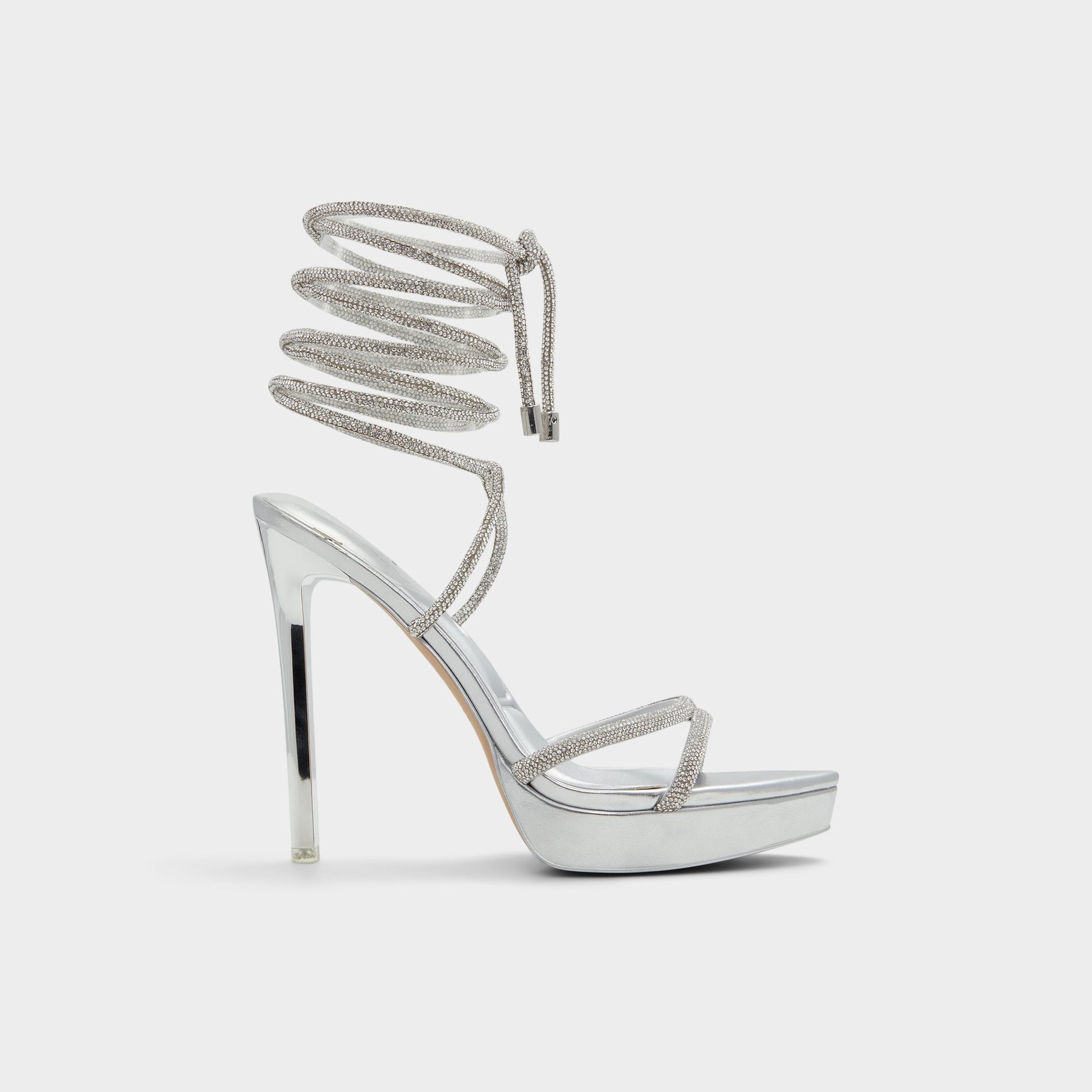 Main View of Silver Izabella Strappy heeled sandal for Womens