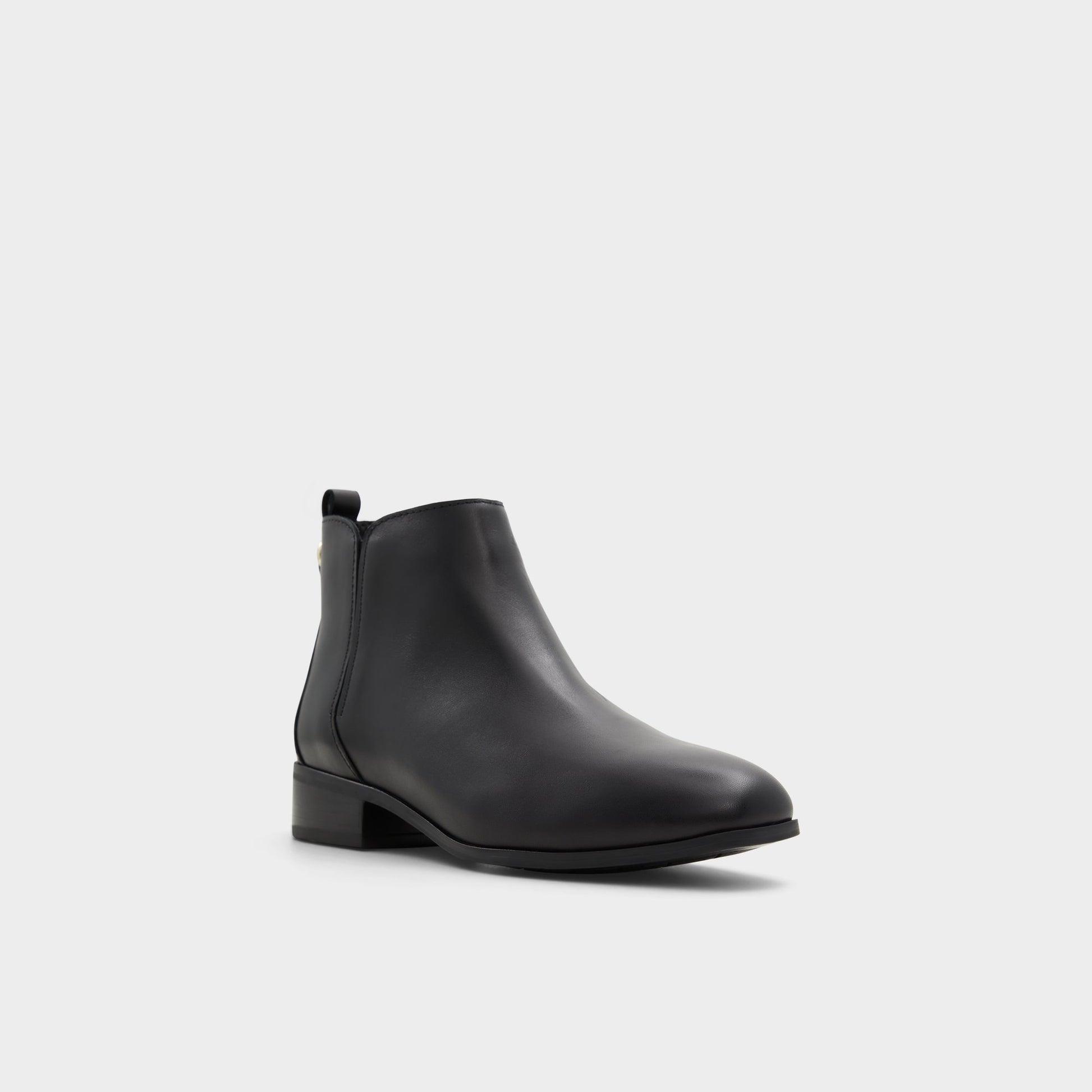 Three-quarter angle of Black Verity Chelsea boot's front side