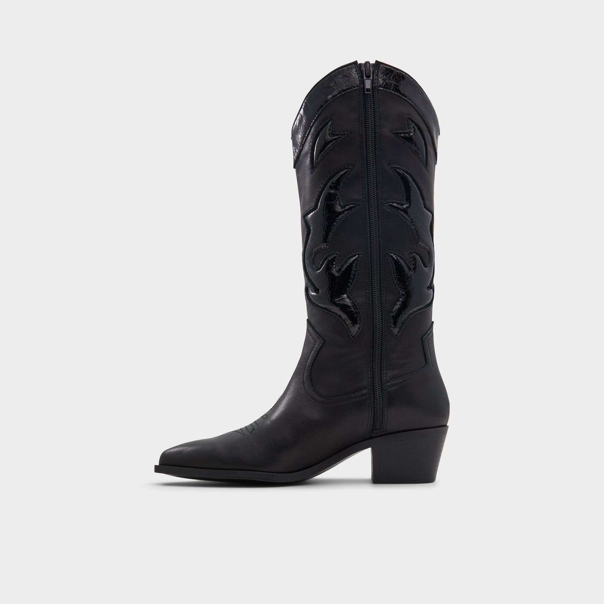 Side view of Black Nebraska Mid-calf western boot