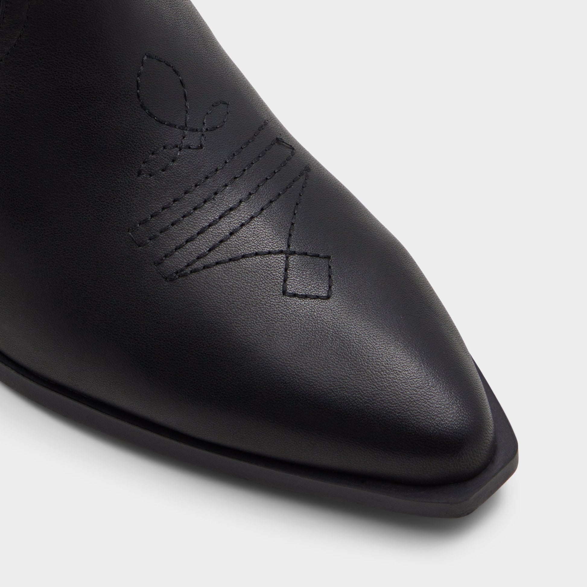 Close-up of the Black Nebraska Mid-calf western boot