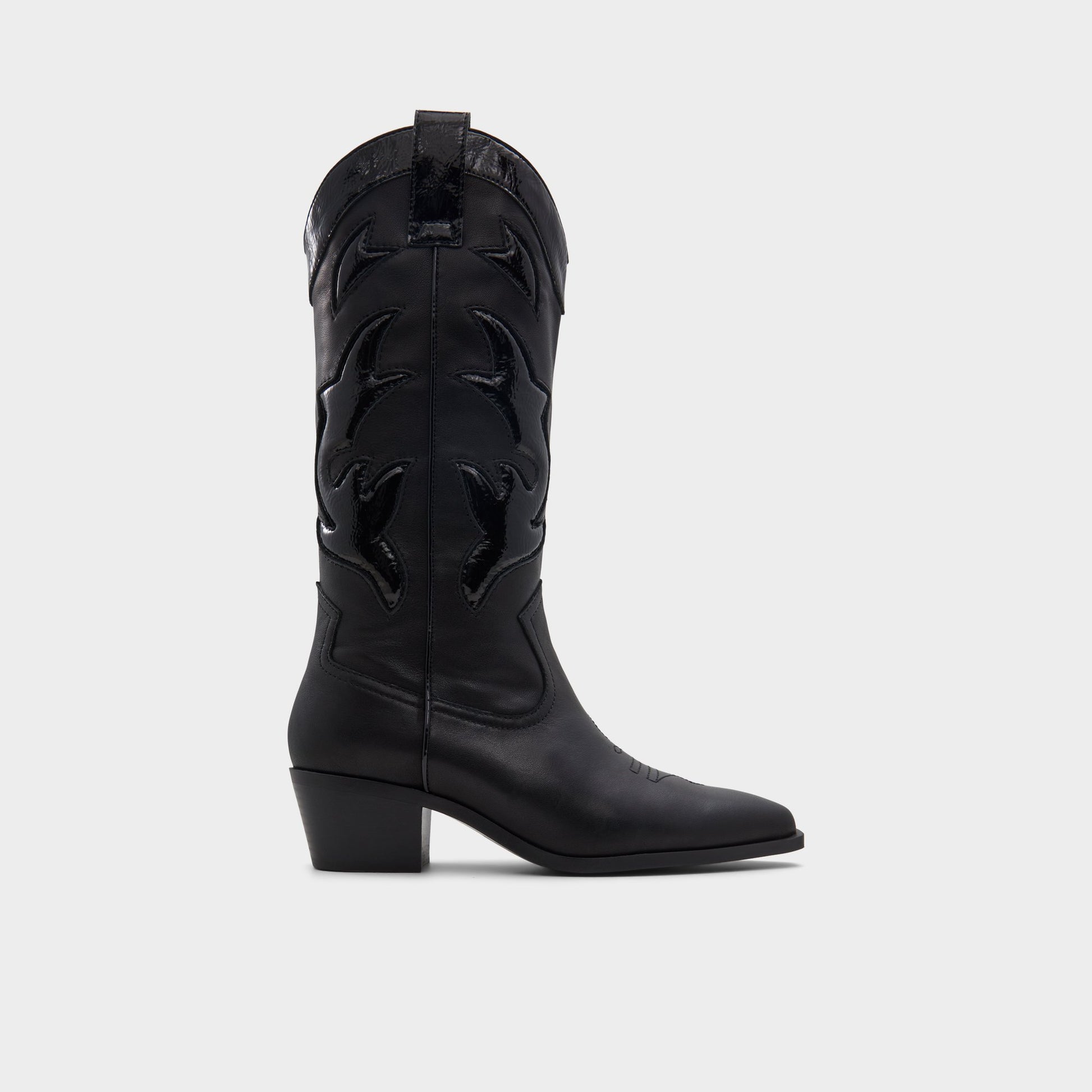 Main View of Black Nebraska Mid-calf western boot for Womens