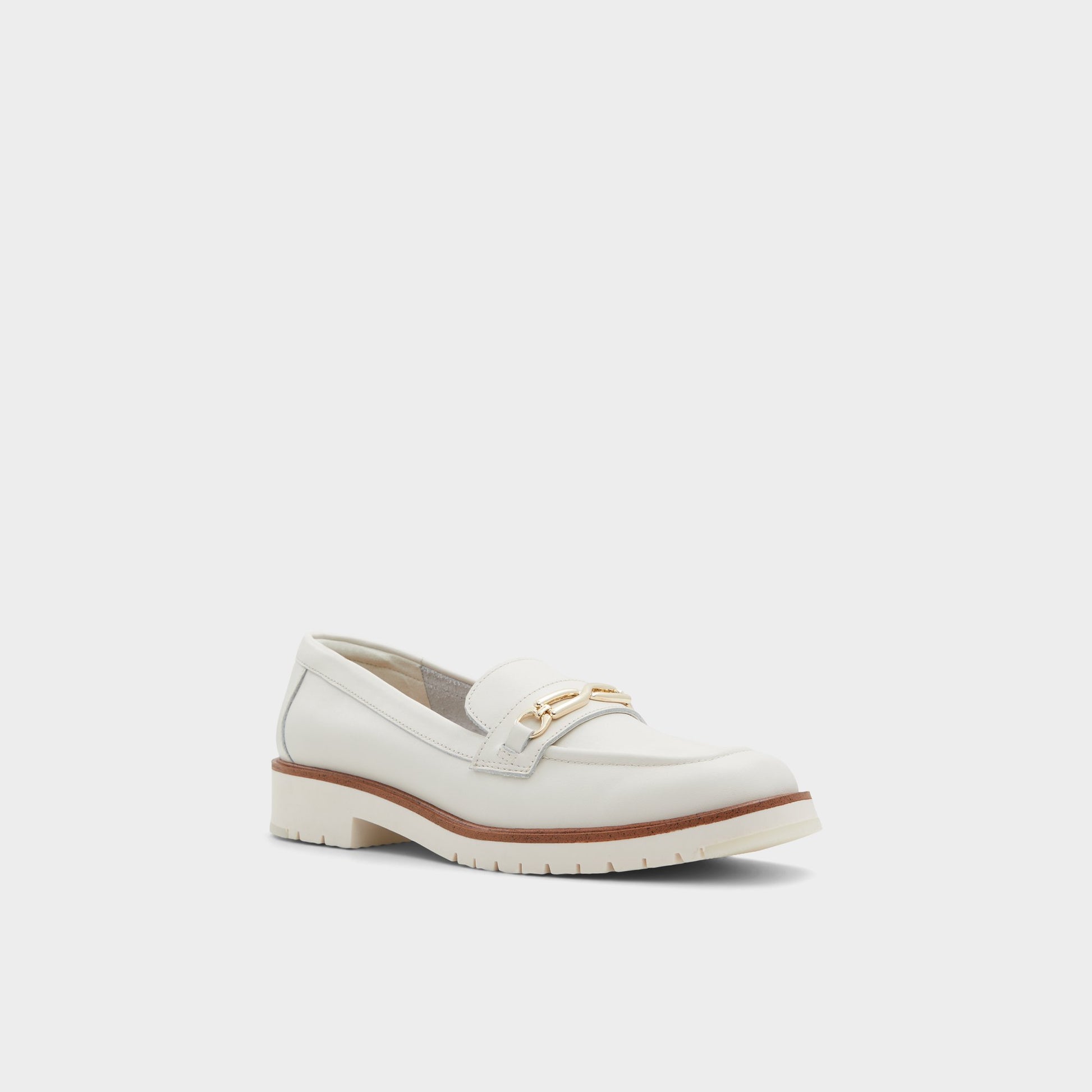 Three-quarter angle of Open White Ibraflex Loafer's front side