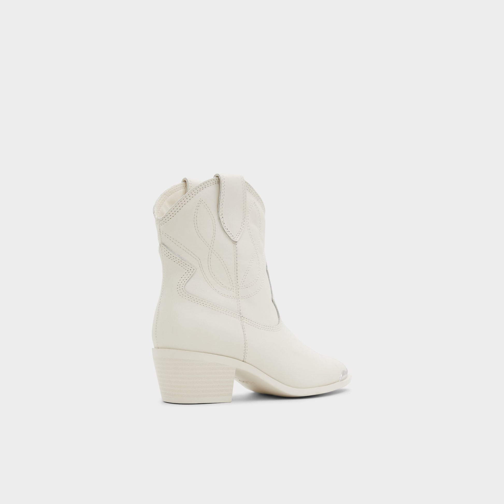 Three-quarter angle of Open White Valley Western boot's back side