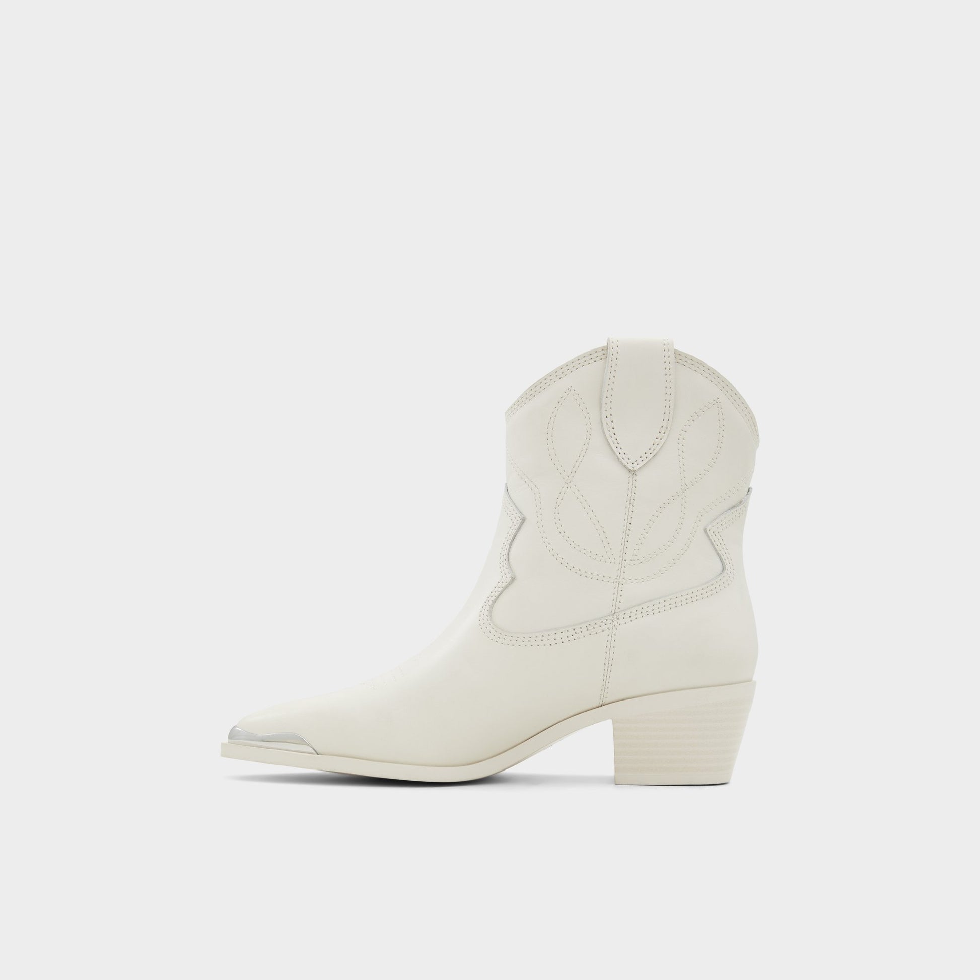 Side view of Open White Valley Western boot