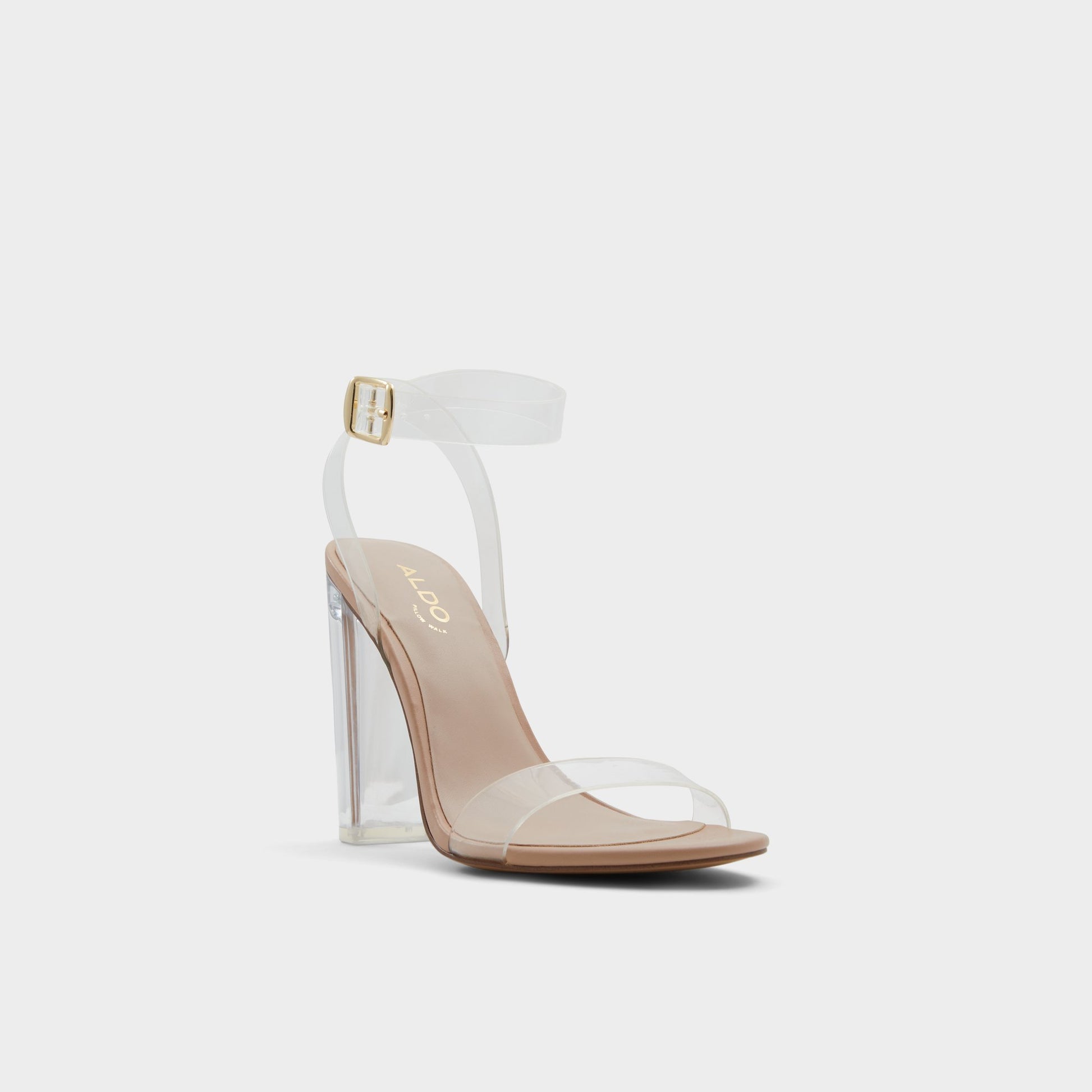 Three-quarter angle of Bone Aniwien Strappy heeled sandal's front side