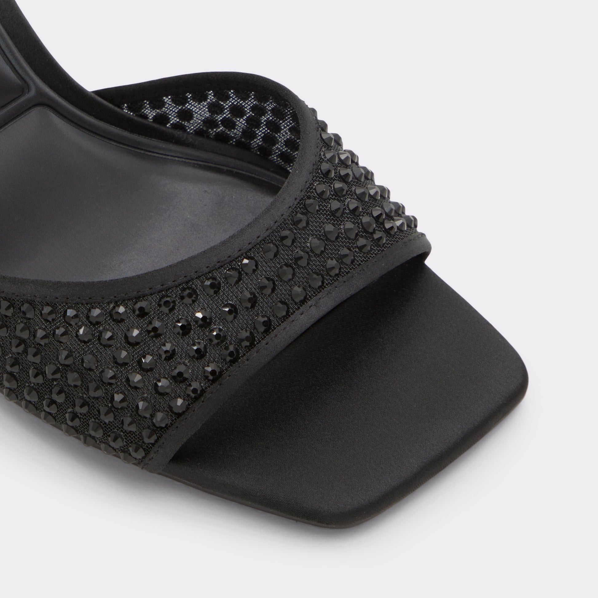 Close-up of the Black Agatha Heeled mule