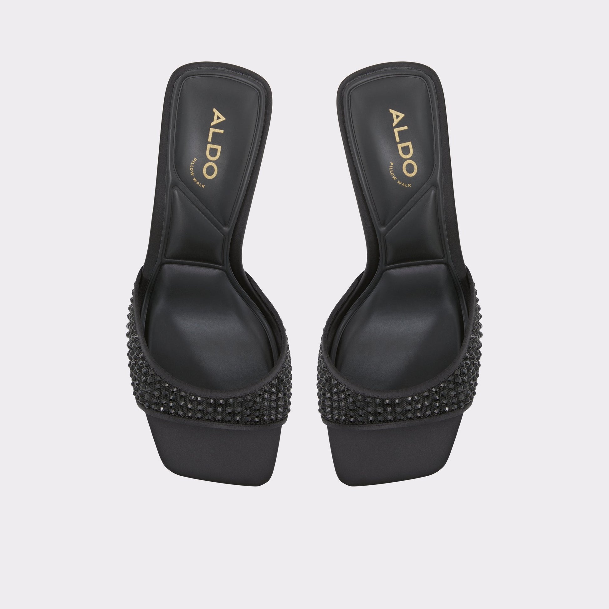 Top-down view of the Black Agatha Heeled mule