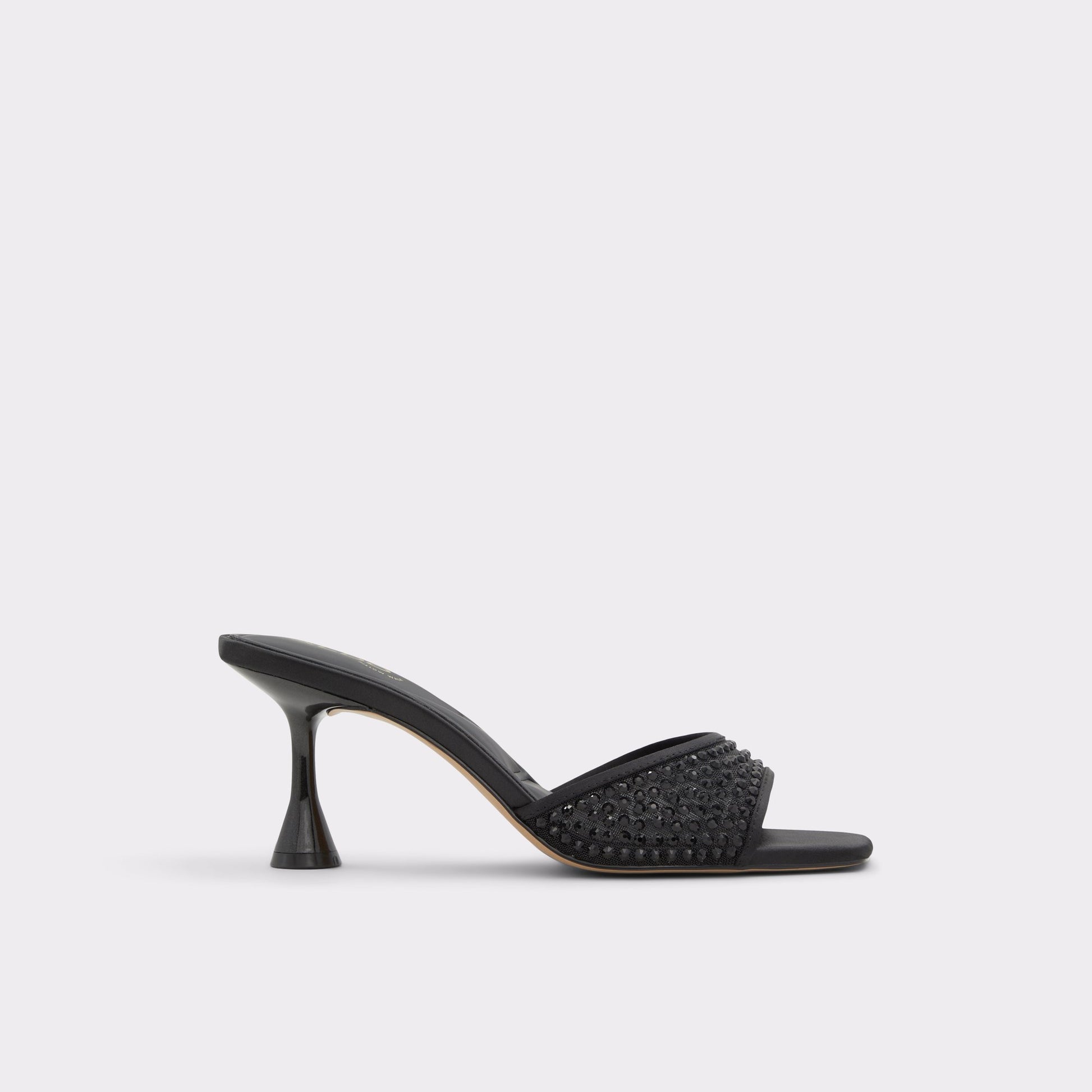 Main View of Black Agatha Heeled mule for Womens
