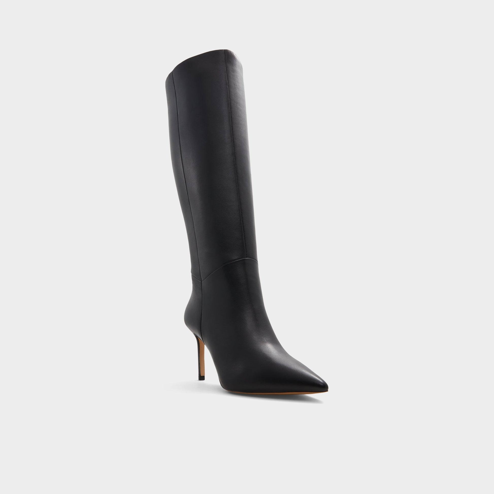 Three-quarter angle of Black Laroche Knee-high boot's front side