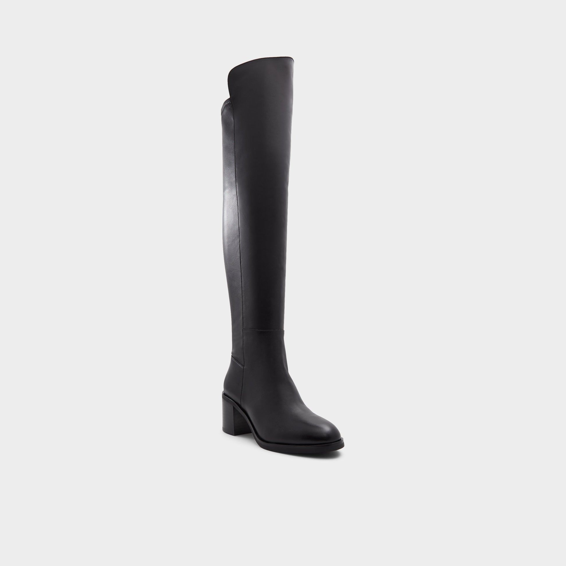 Three-quarter angle of Black Aalinah Knee-high boot's front side