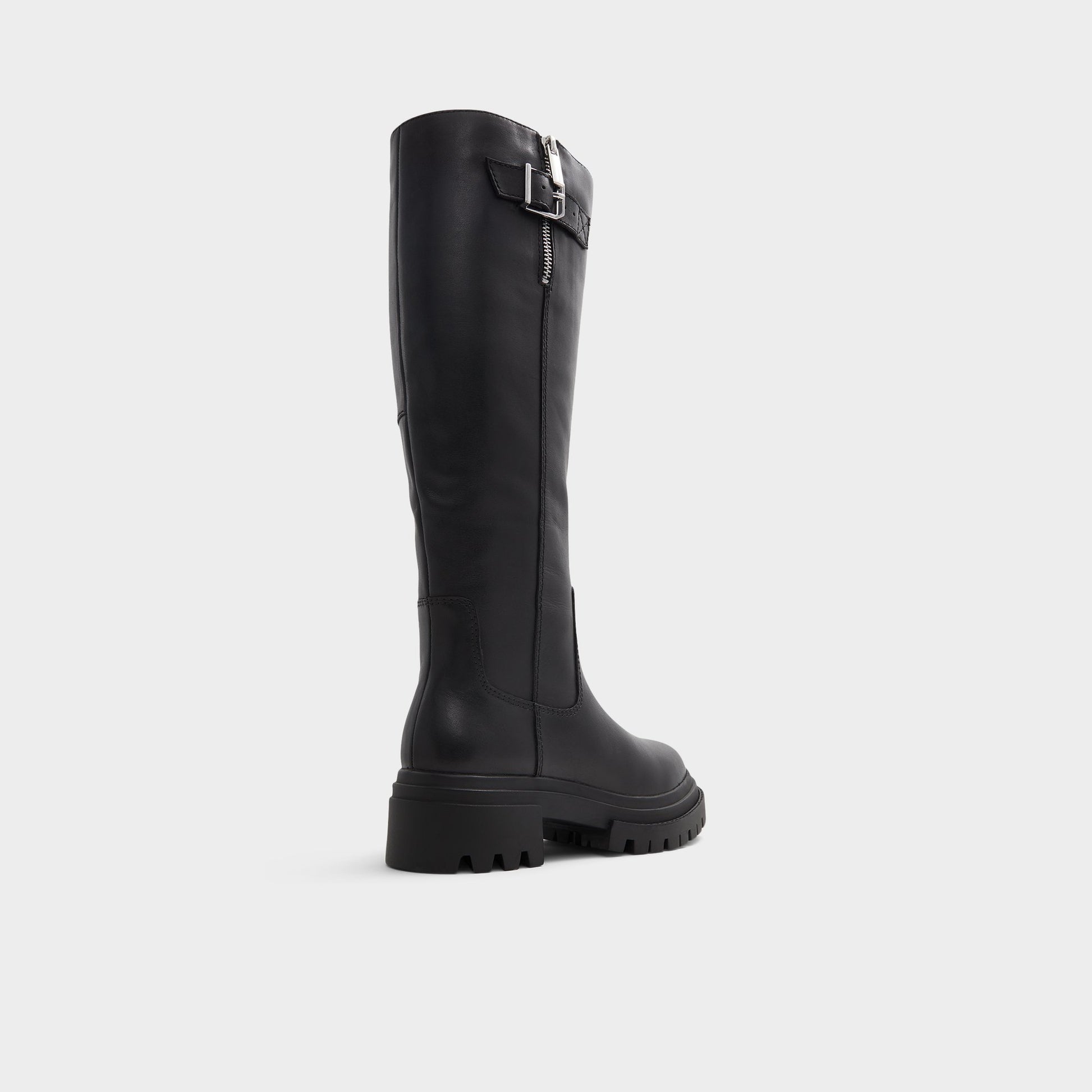 Three-quarter angle of Black Sometta Knee-high boot's back side