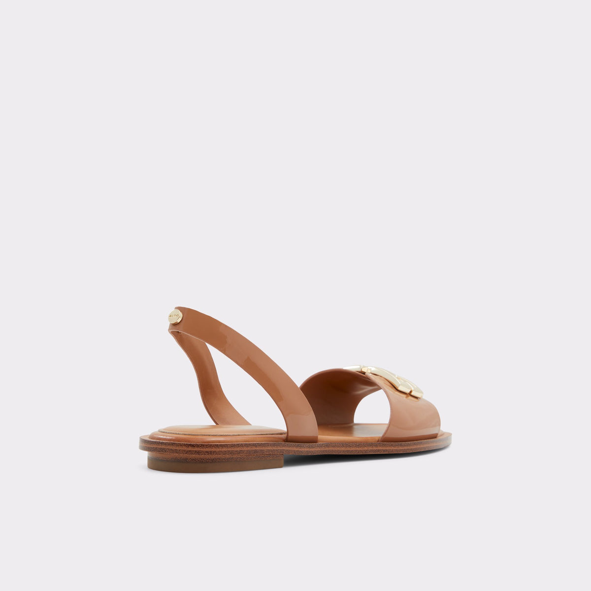 Three-quarter angle of Dark Beige Agreinwan Flat sandal's back side