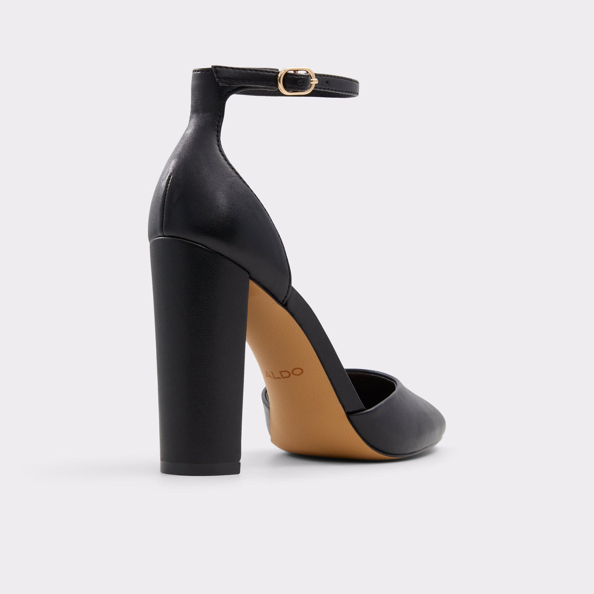Angle de trois quarts de l'arrière de Noir Eowelagan Chaussure à talon haut à lanières