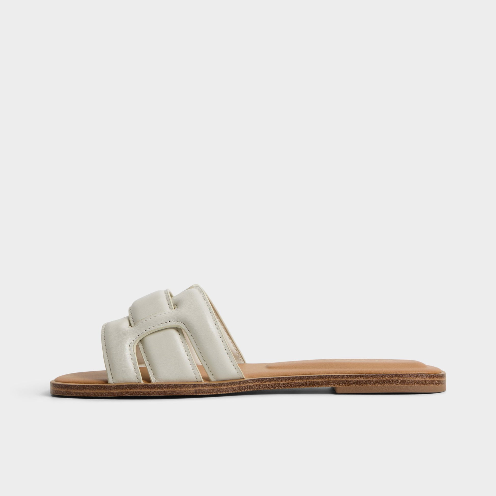 Side view of White/Bone Elenaa Slide sandal