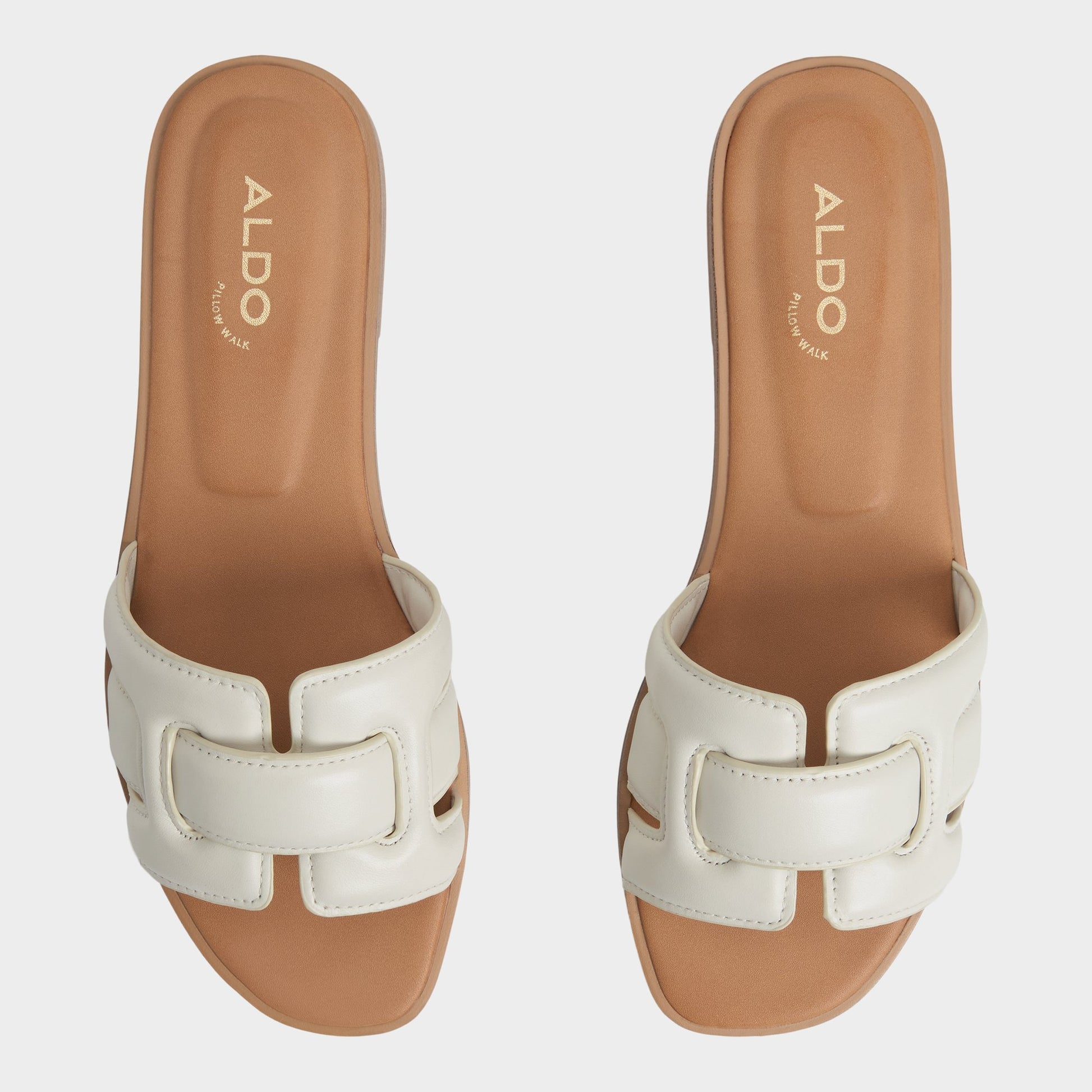 Top-down view of the White/Bone Elenaa Slide sandal