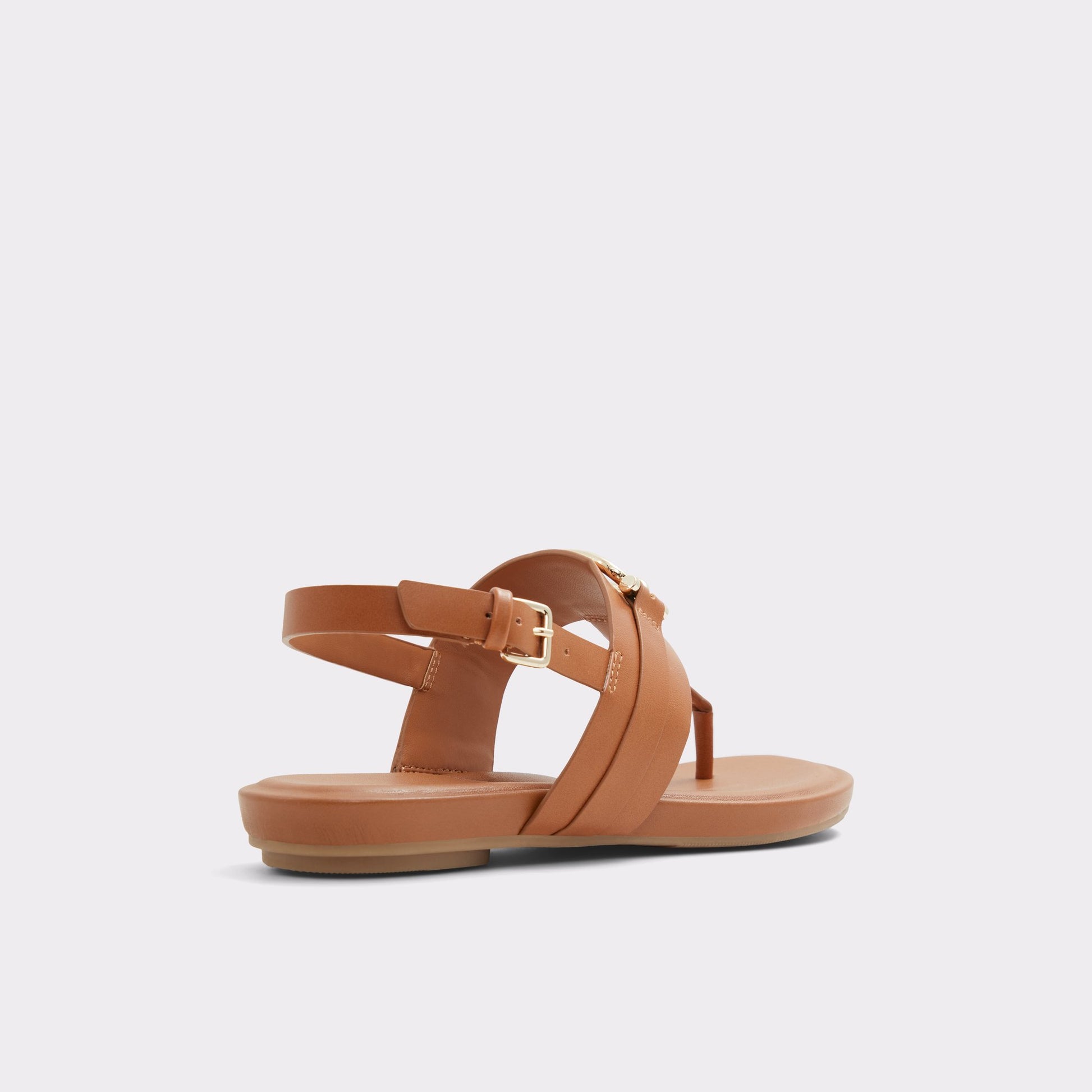 Three-quarter angle of Medium Brown Adraynwan T-strap sandal's back side