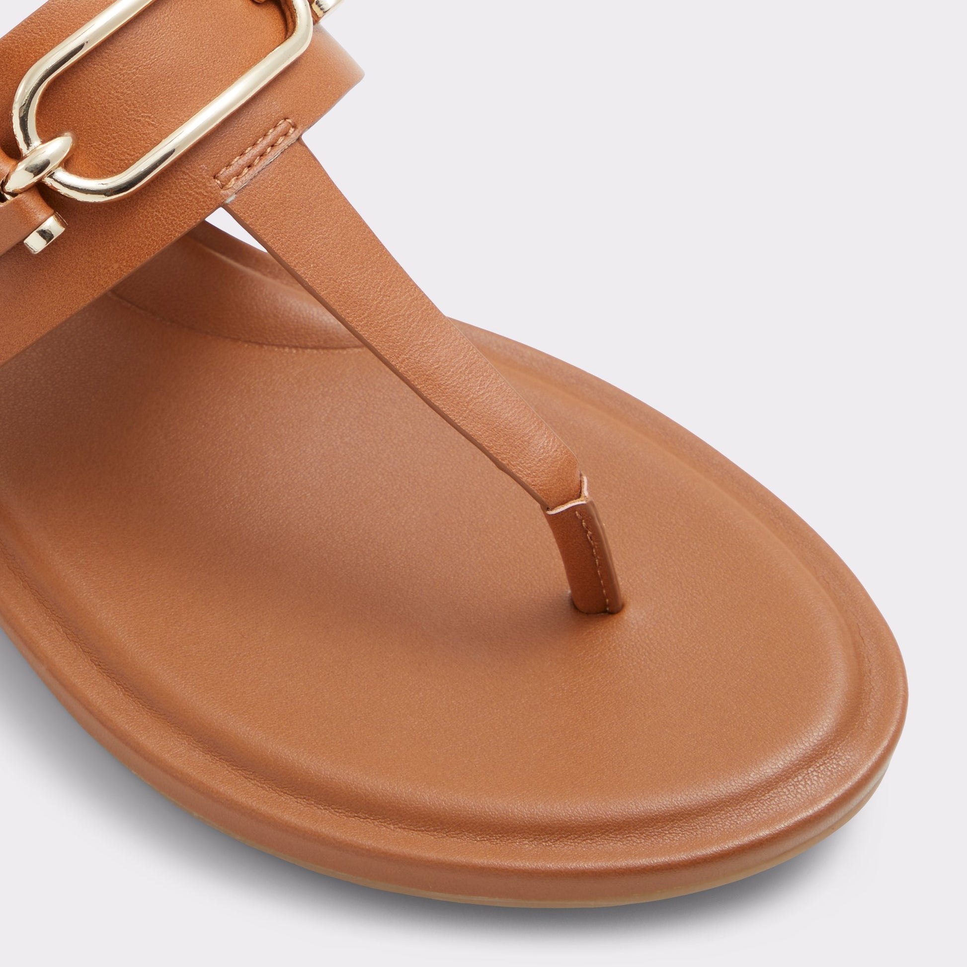 Close-up of the Medium Brown Adraynwan T-strap sandal