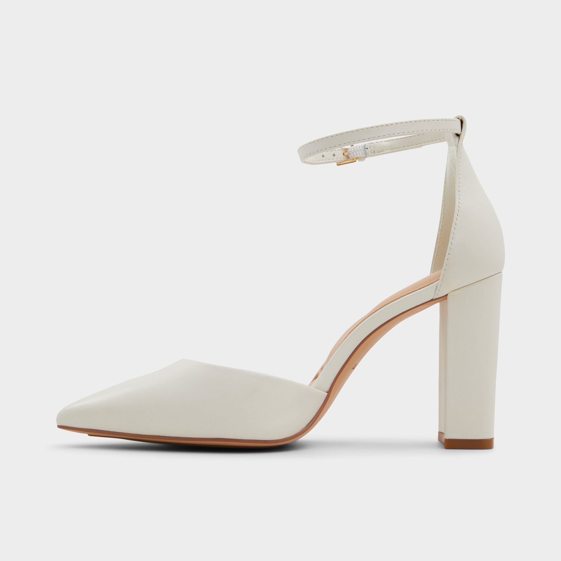 Side view of White/bone Faith Strappy heeled shoe