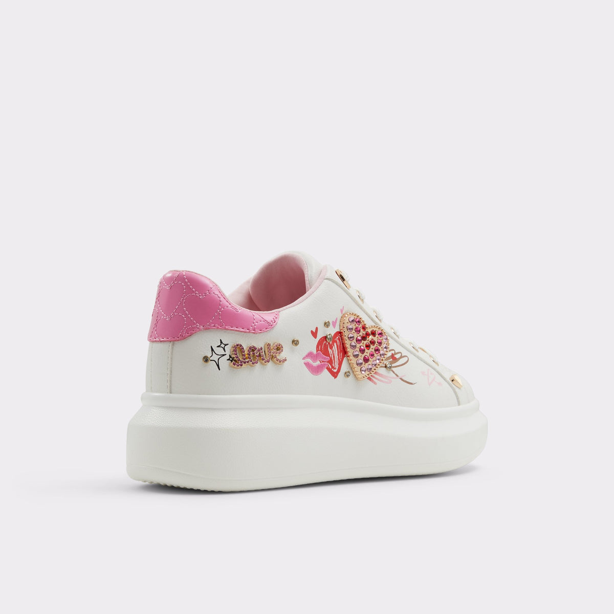 Three-quarter angle of Pink Heartstep Low top sneaker's back side