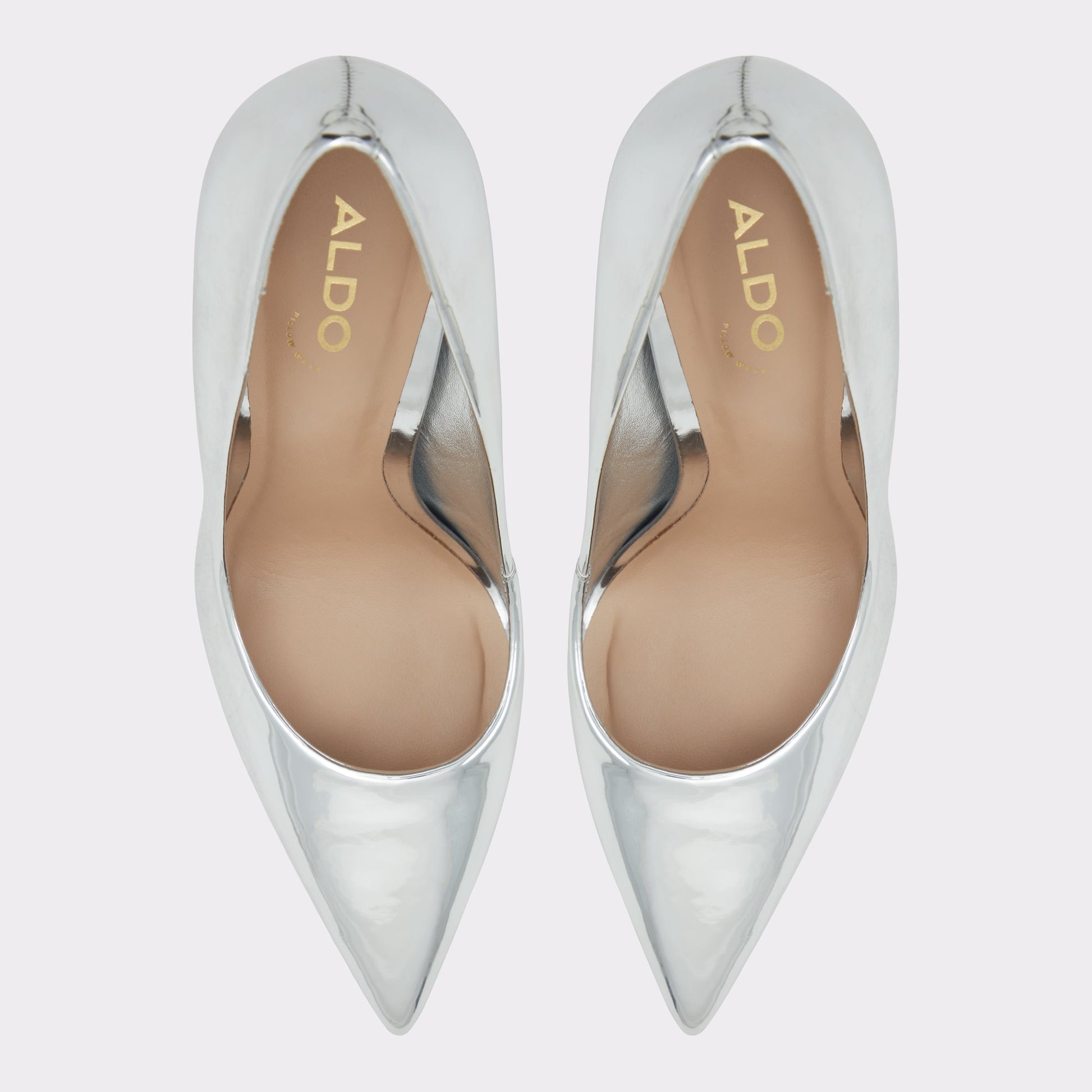 Top-down view of the Silver Cassedyna Stiletto pump