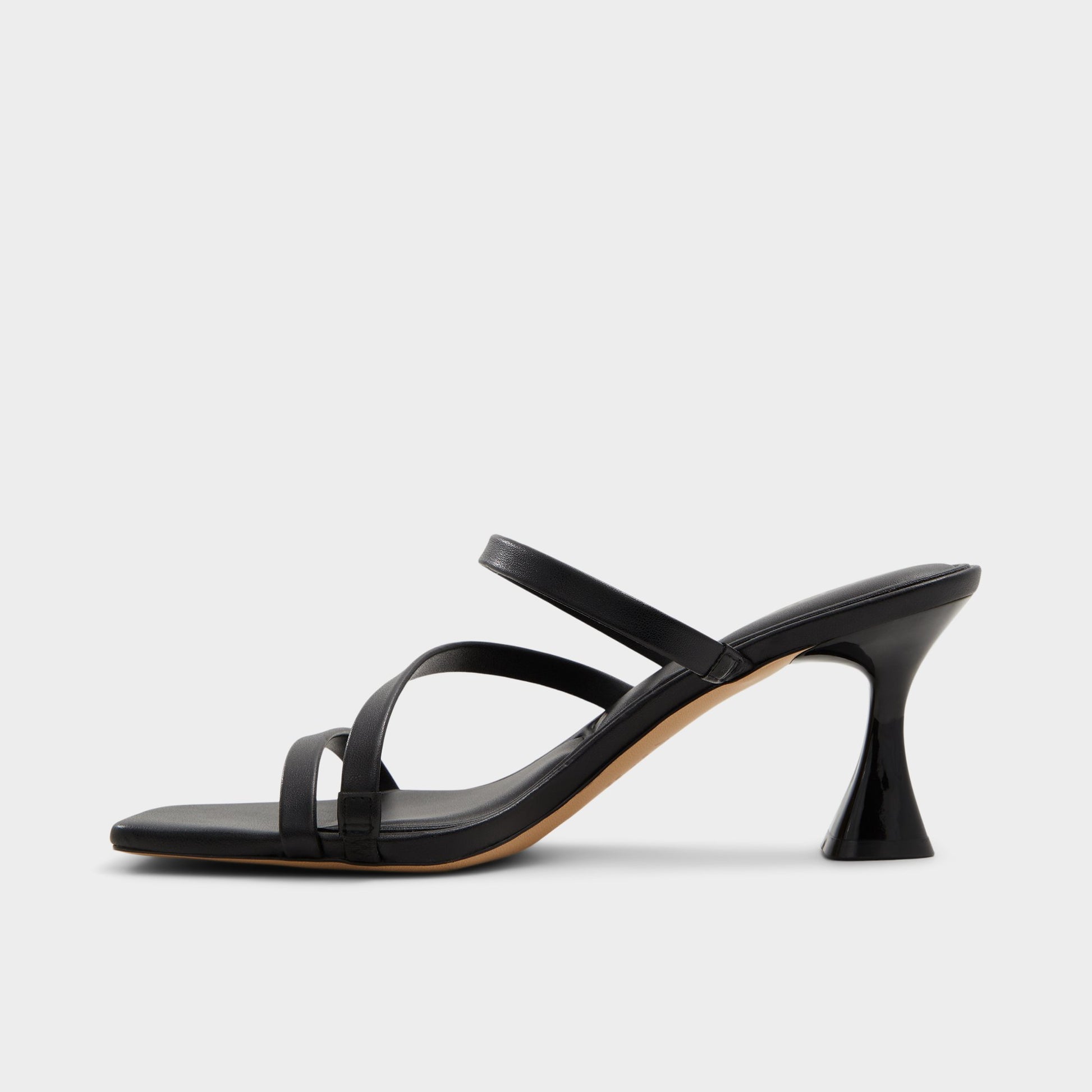 Side view of Black Jewella Strappy heeled sandal