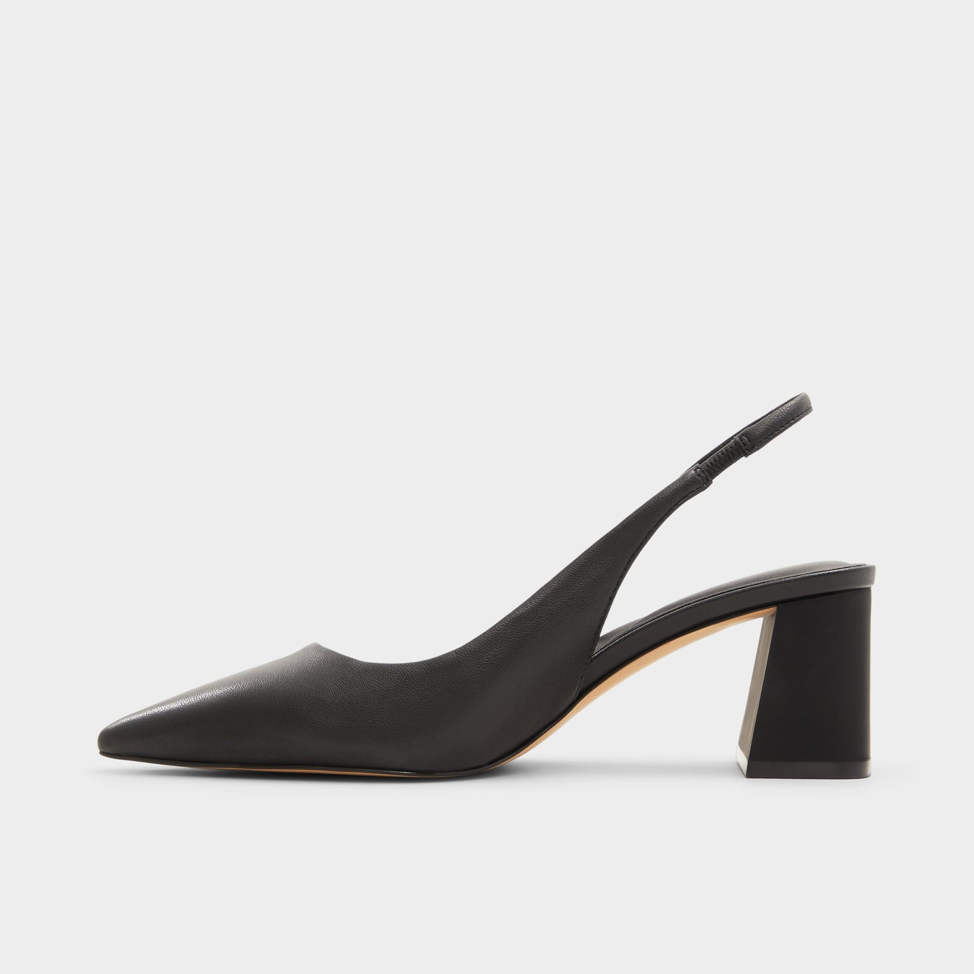 Side view of Black Uliana Slingback heel