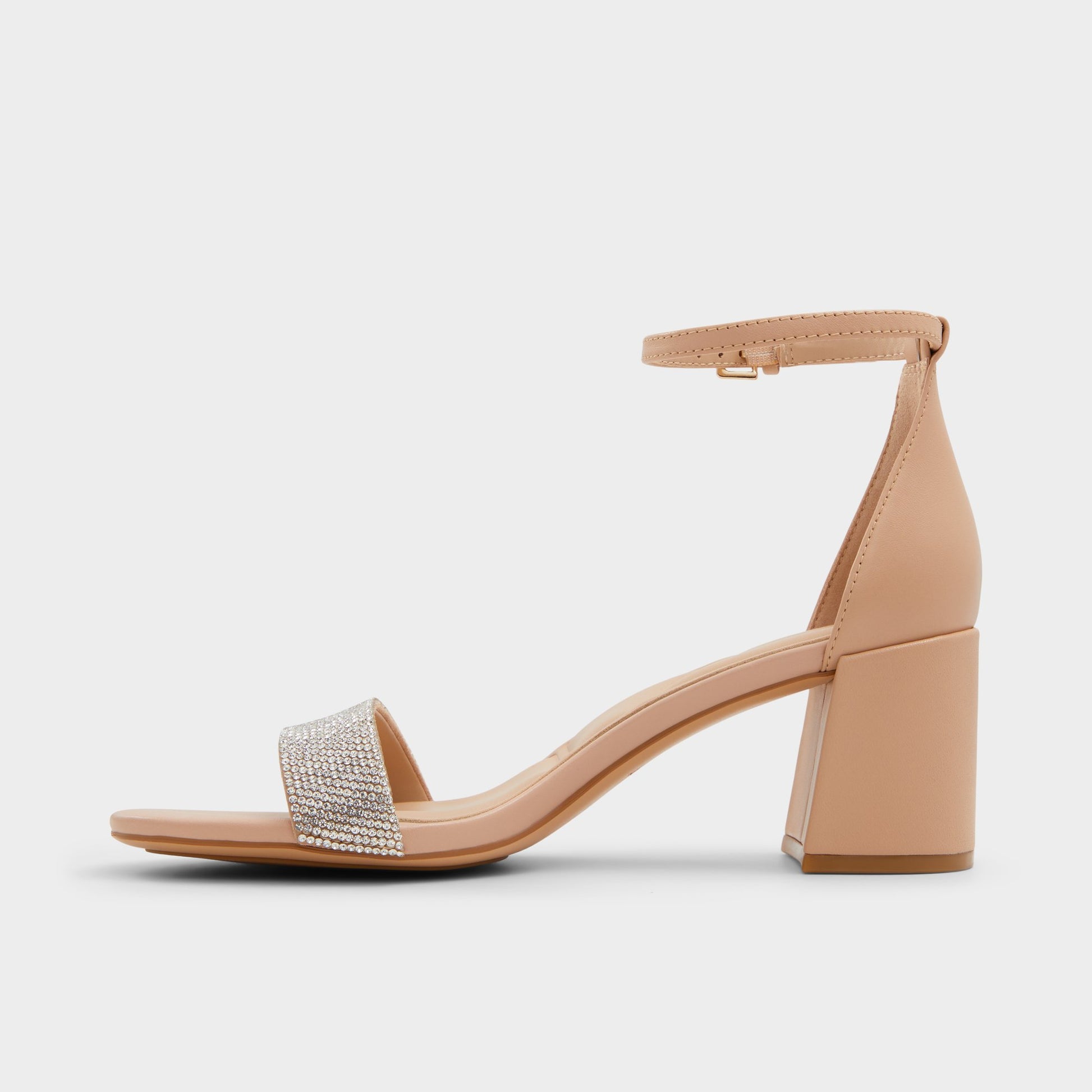 Side view of Bone Pristine Strappy sandal