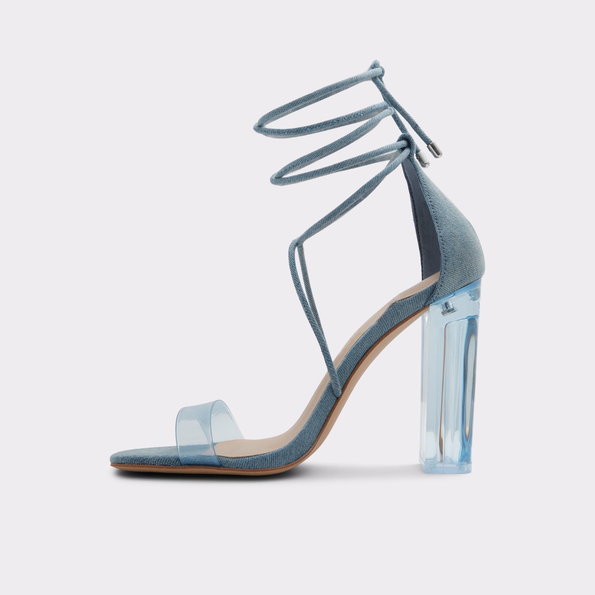 Side view of Medium Blue Onardonia Strappy sandal