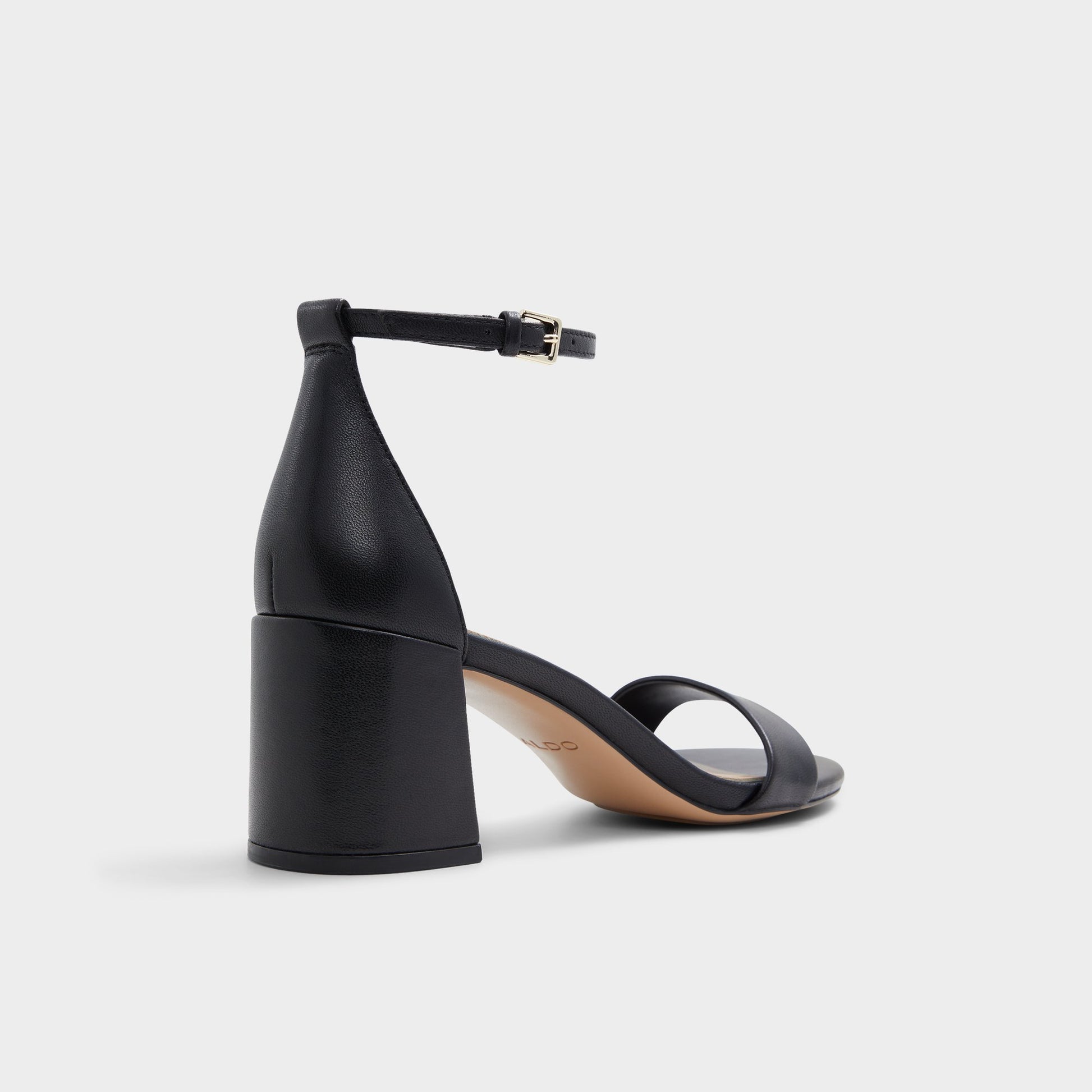 Three-quarter angle of Other Black Pristine Strappy heeled sandal's back side