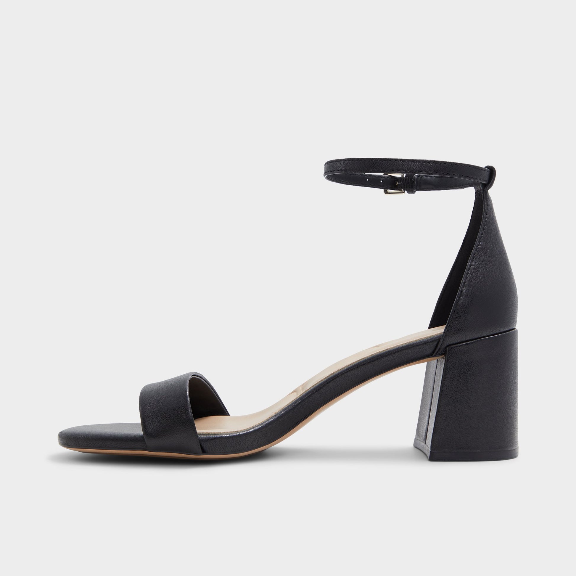 Side view of Other Black Pristine Strappy heeled sandal