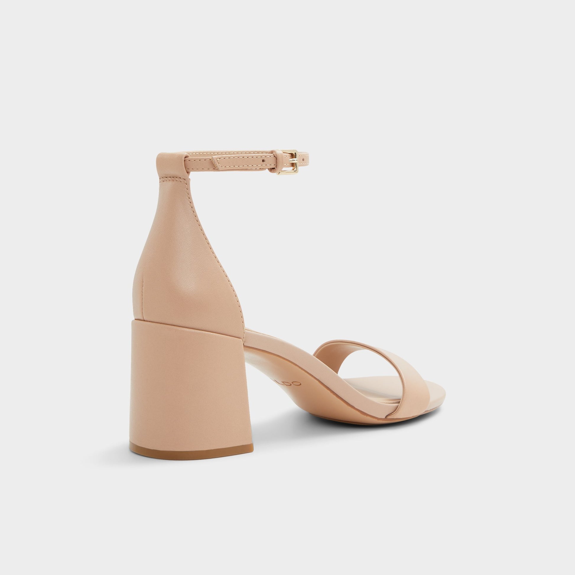 Three-quarter angle of Bone Pristine Strappy heeled sandal's back side