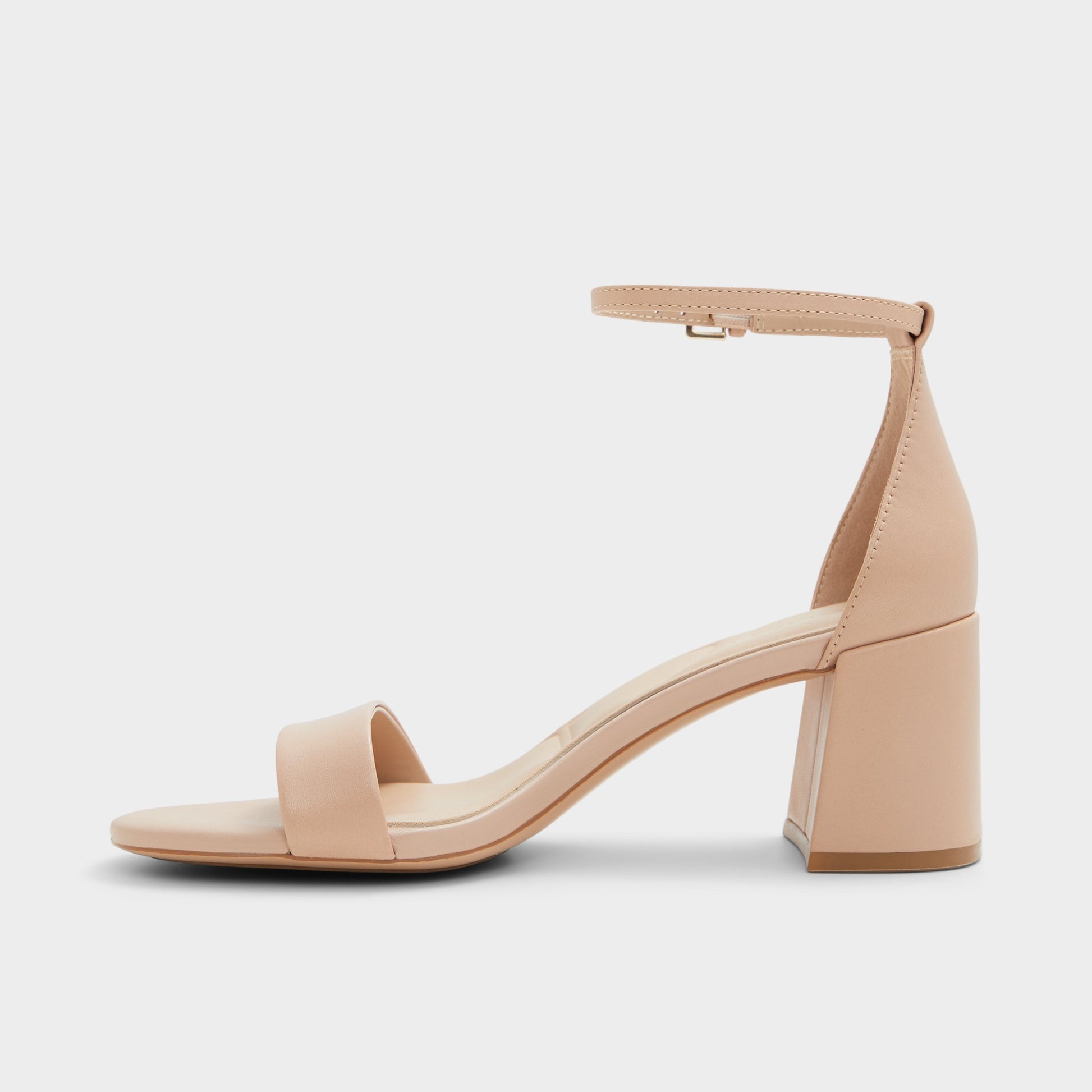 Side view of Bone Pristine Strappy heeled sandal