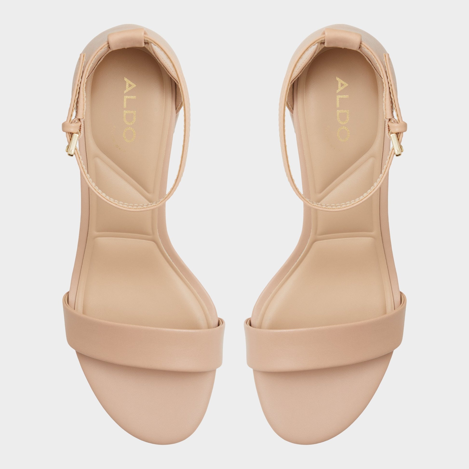 Top-down view of the Bone Pristine Strappy heeled sandal